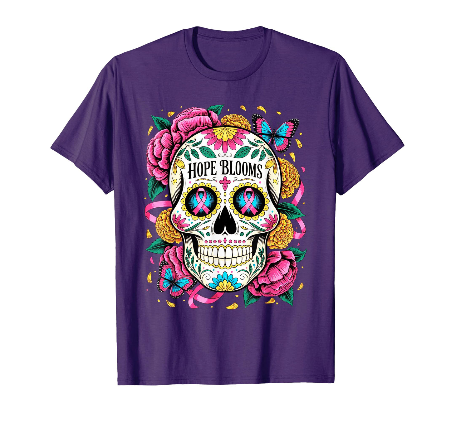Breast Cancer Awareness Halloween Skull, Women T-Shirt