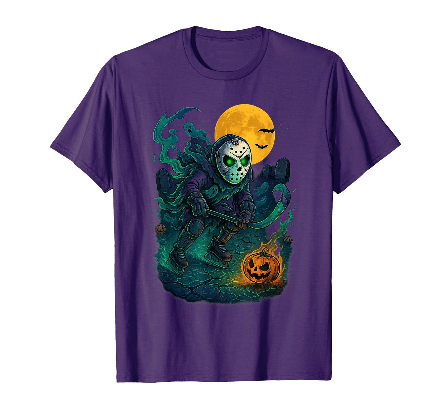 Skeleton Ice Hockey Halloween Sport Costume Men Boys Kids T-Shirt