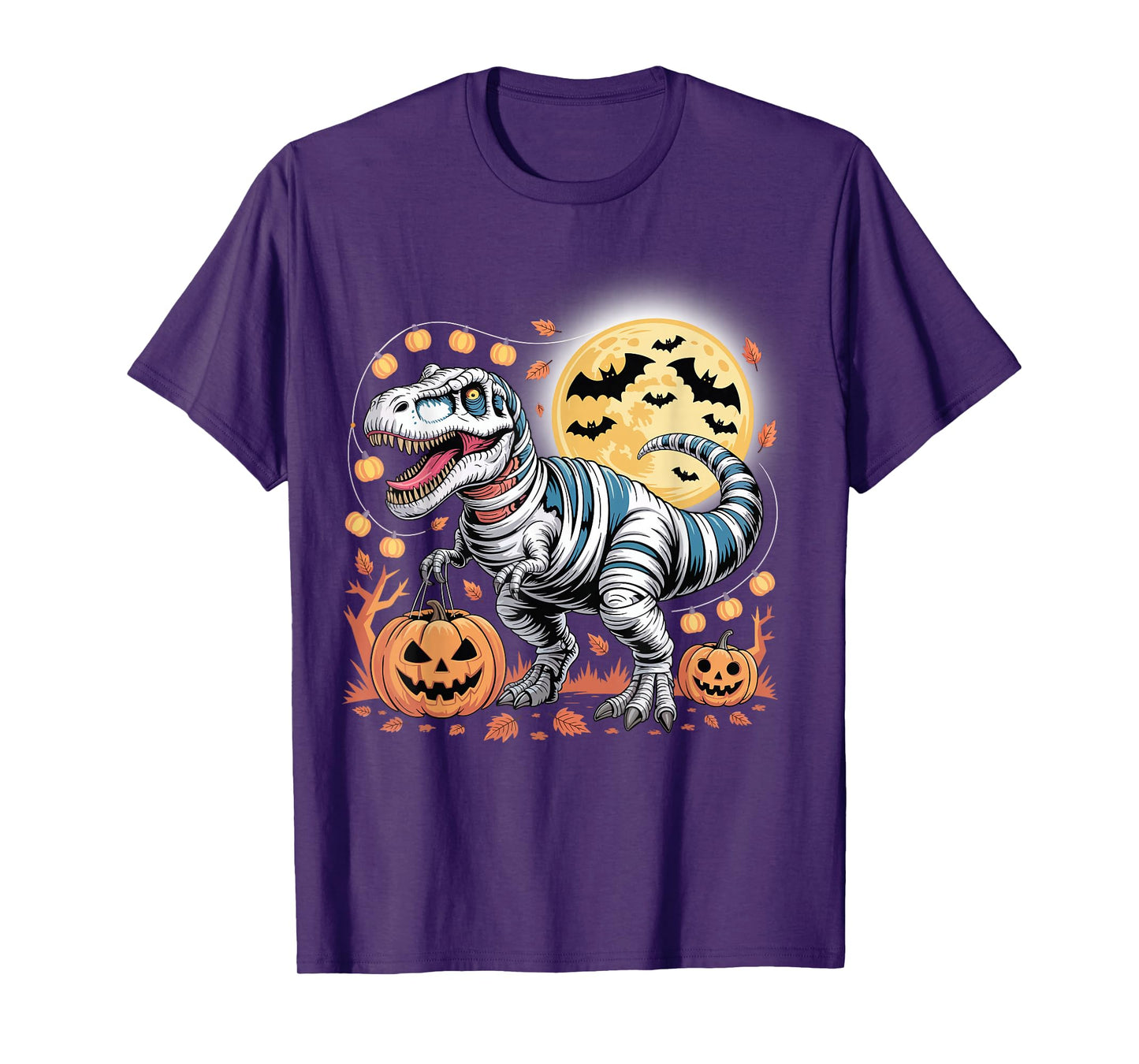 T Rex Halloween Scary Ghost Skeleton Riding Mummy Dinosaur T-Shirt