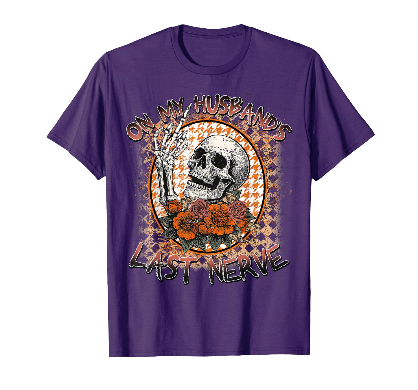 On My Husband's Last Nerve, Skeleton Halloween, Spooky Mama T-Shirt