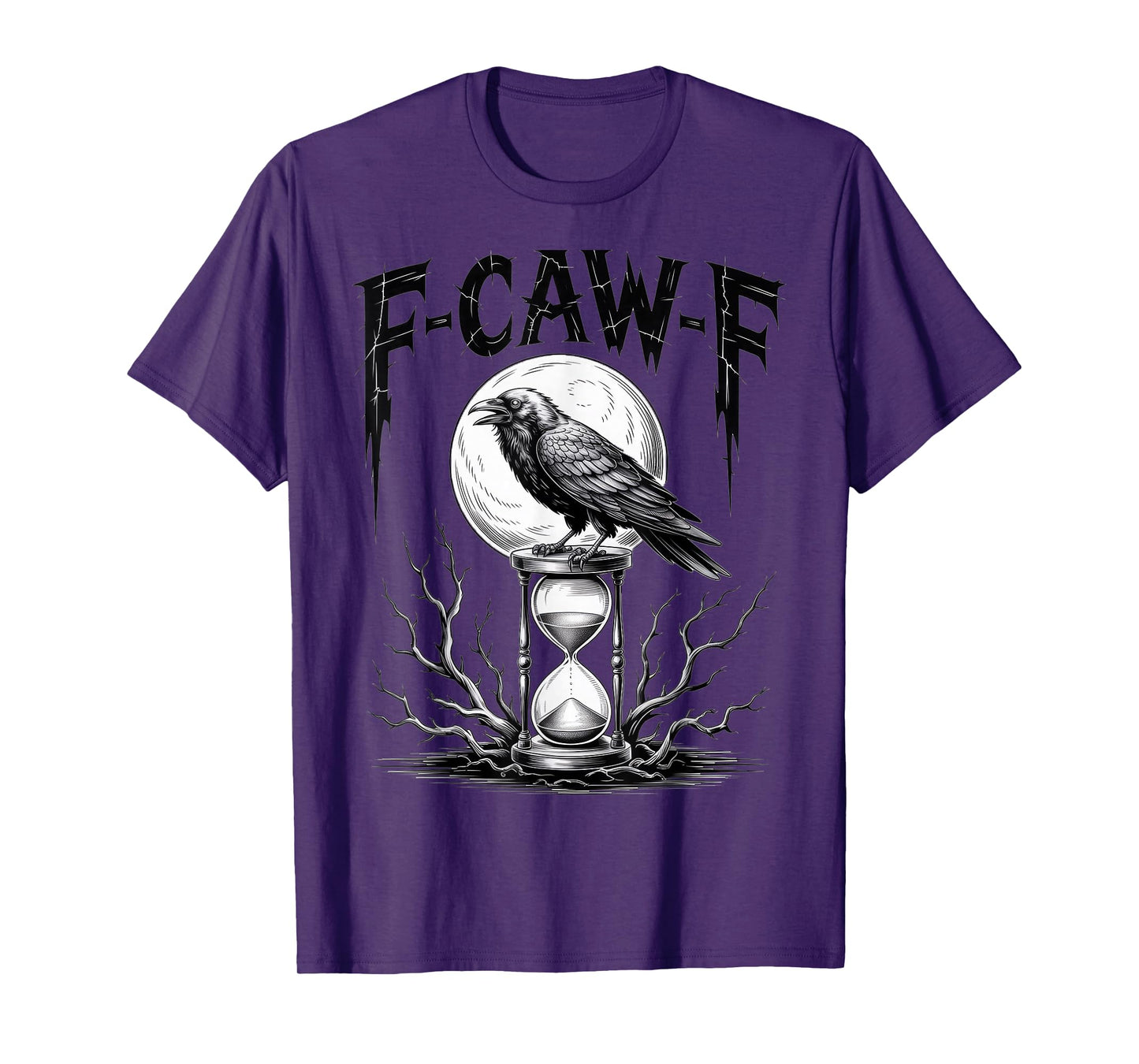Dark Gothic F-Caw-F Black Crow Moon Spooky Halloween T-Shirt
