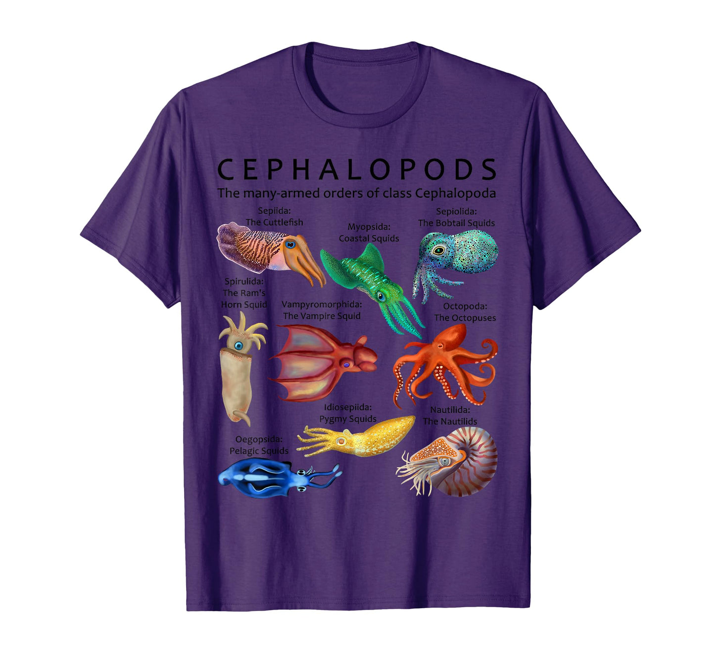 The Cephalopod: Octopus, Squid, Cuttlefish, and Nautilus T-Shirt