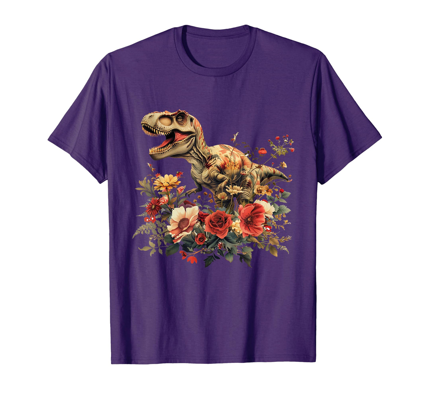 Trex Dinosaur Dino Floral Flower T-Shirt