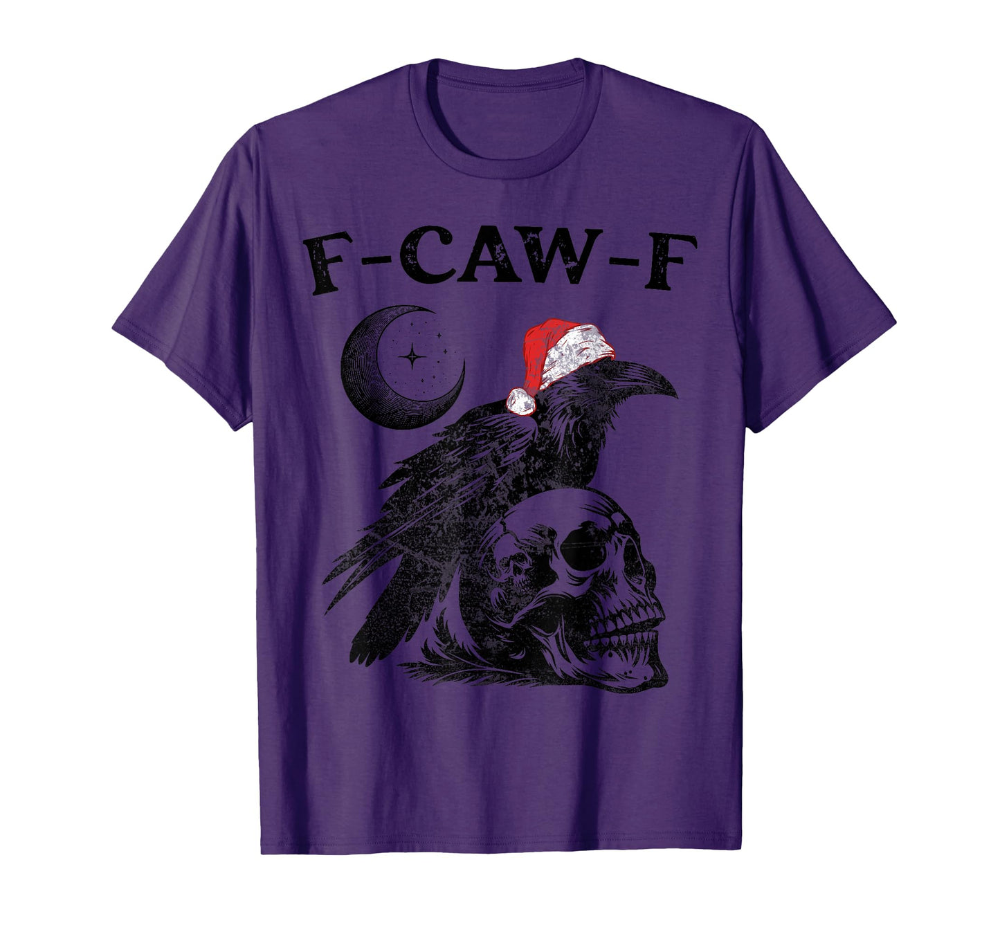 Christmas F-Caw-F Black Bird Crow Gothic Skull Moon T-Shirt