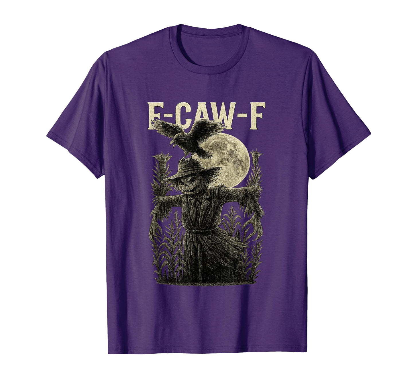 F-CAW-F Funny Halloween Graphic w/Pumpkin Scarecrow T-Shirt