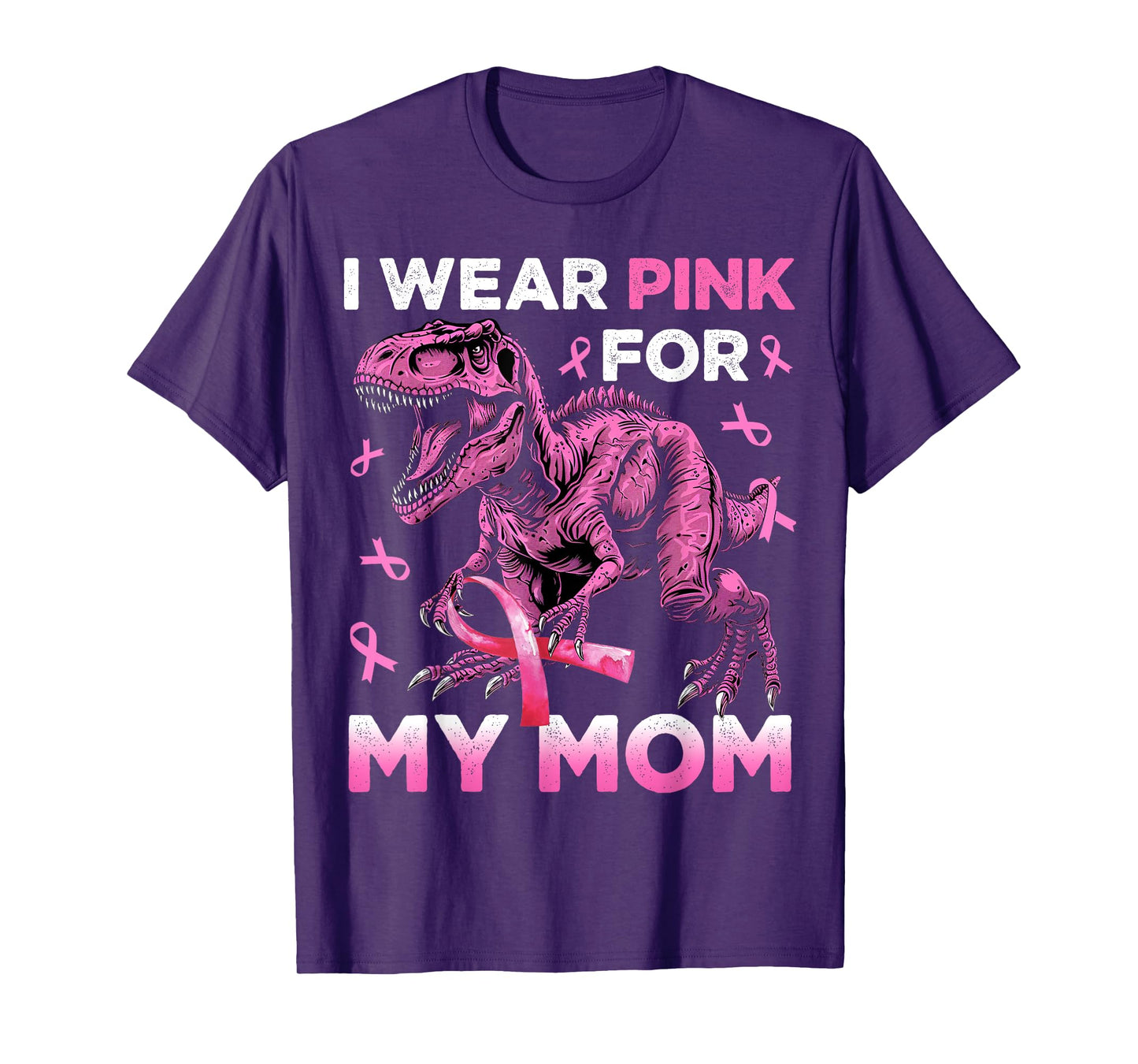 I Wear Pink For My Mom Trex Breast Cancer Awareness Kids Son T-Shirt