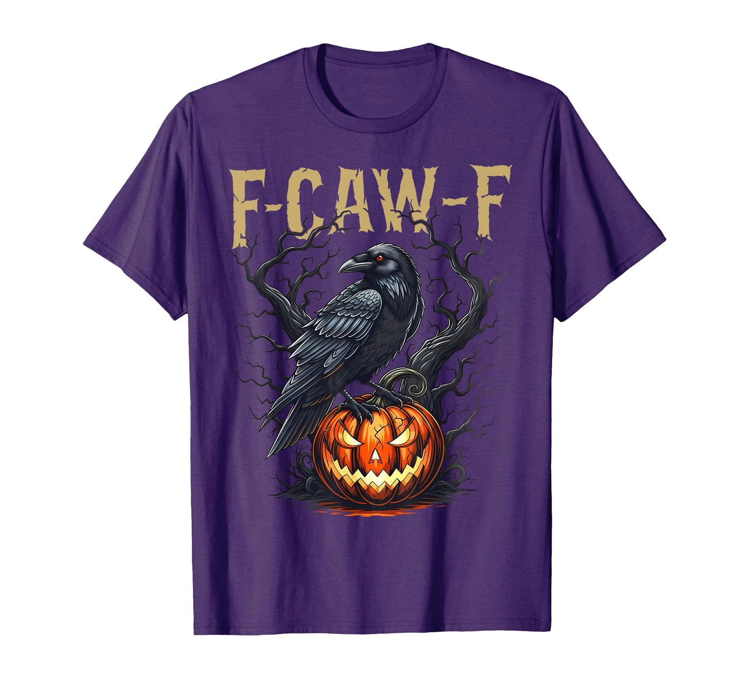 Funny F Caw F Raven Bird Cawing Graphic Halloween Crow Pun T-Shirt