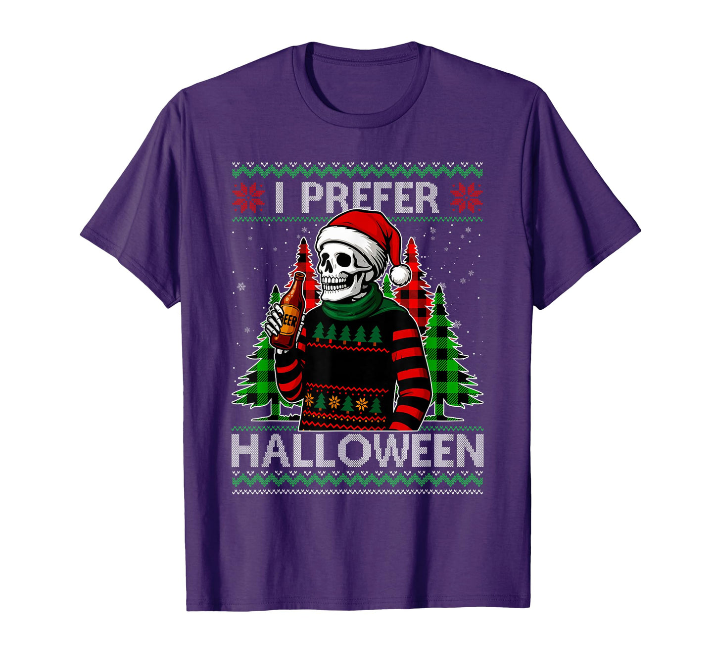 Funny I Prefer Halloween Skeleton Ugly Christmas Sweater T-Shirt