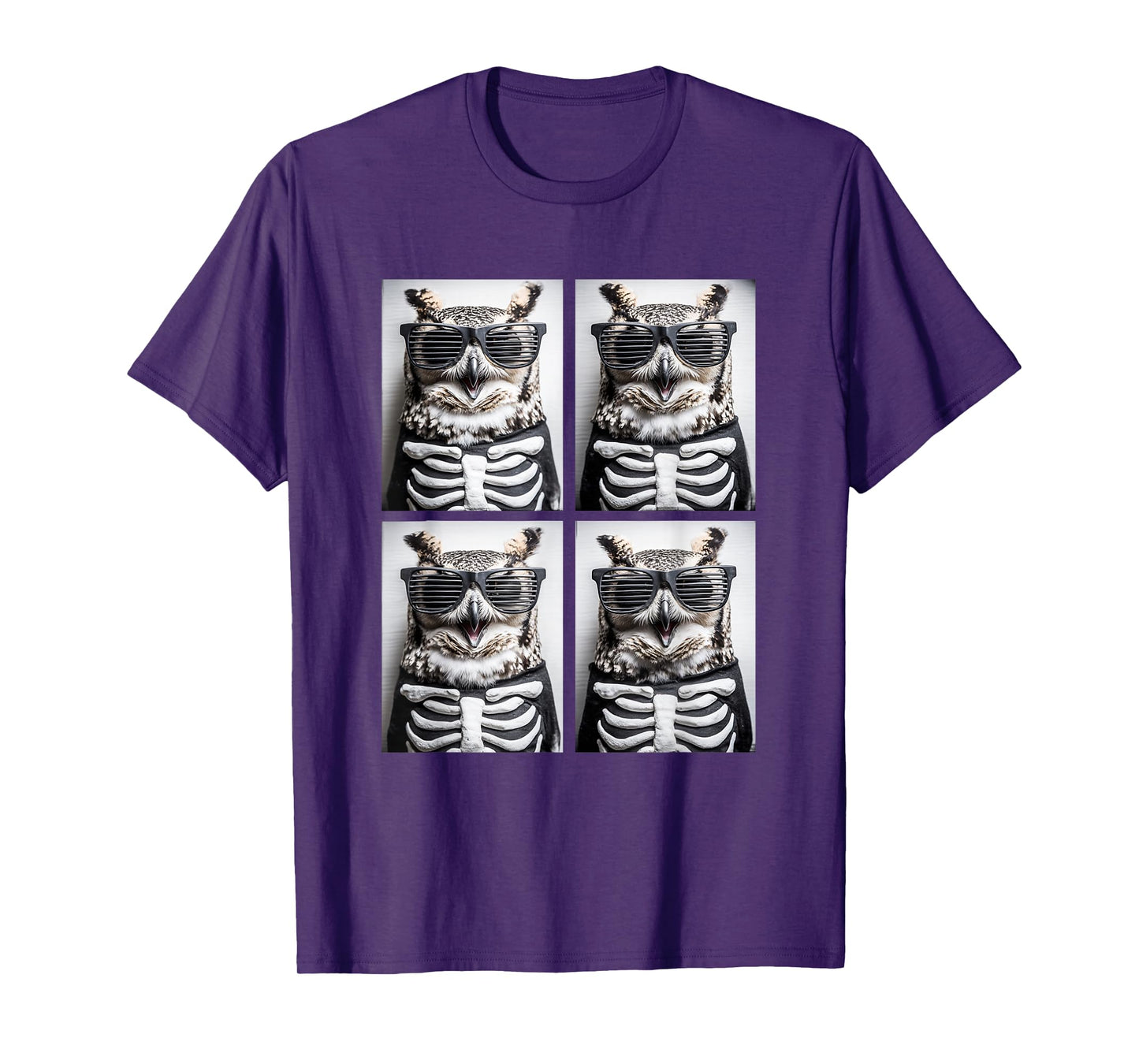 Cute Owls with Sunglasses Skeleton Costume Funny Halloween T-Shirt