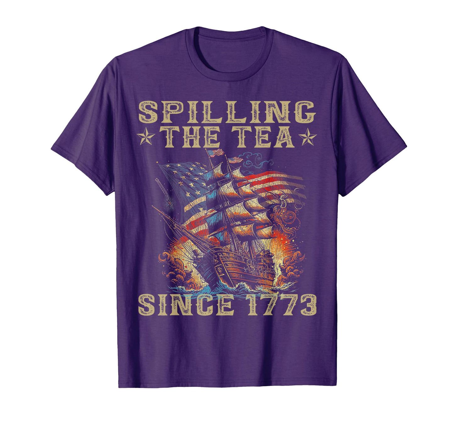 Fun 4th Of July Spilling The Tea Since 1773 American Flag T-Shirt