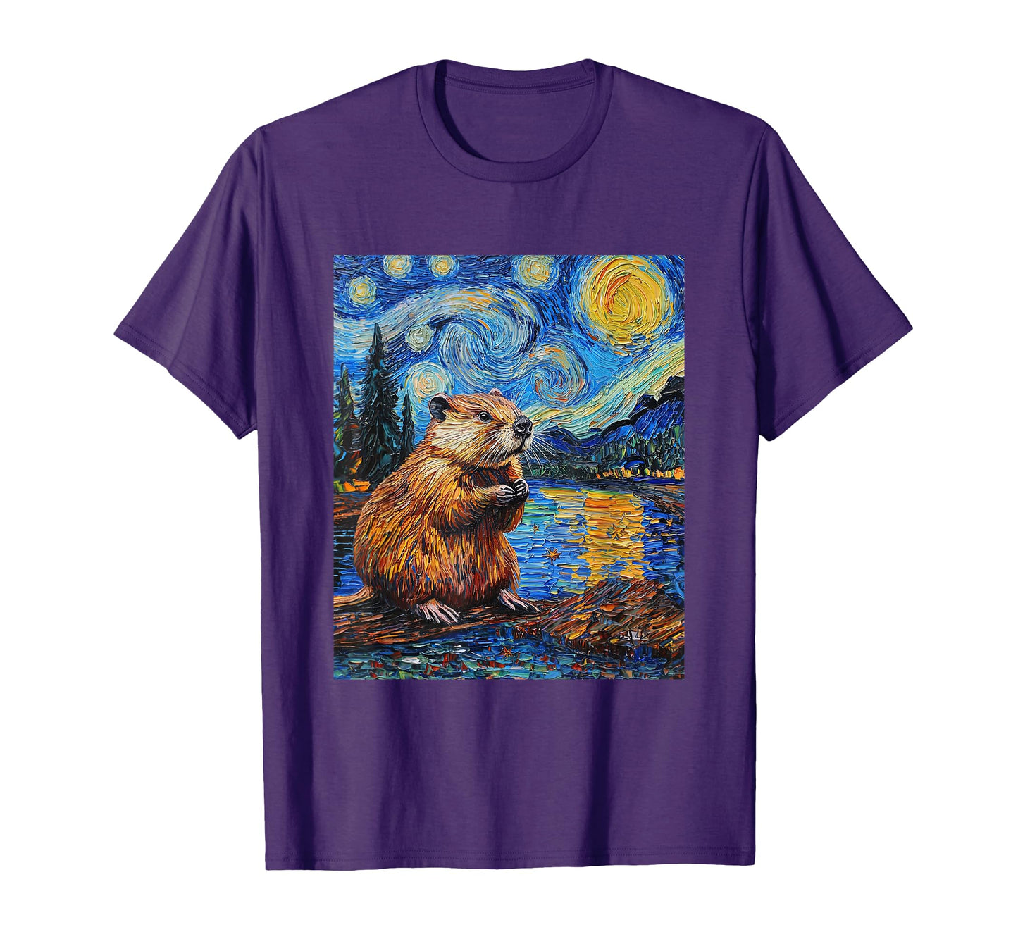 Beaver - Van Gogh Style - Starry Night Graphic T-Shirt