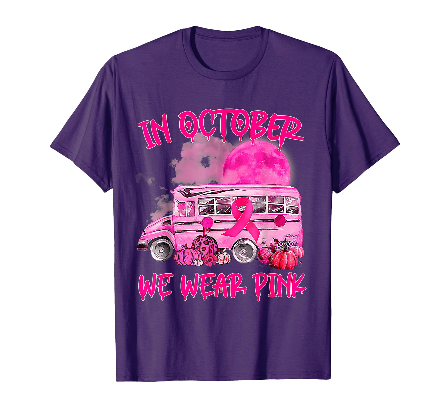 School Bus Driver Leopard Breast Cancer Awareness Month T-Shirt