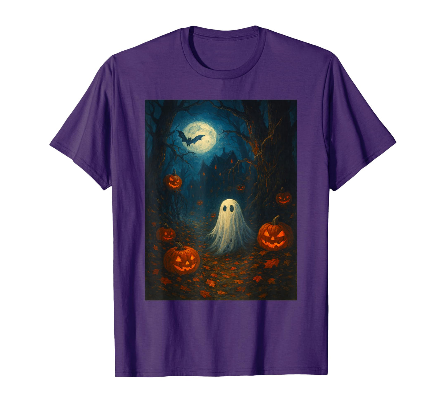 Vintage Floral Ghost Halloween Ghost in The Forest Gothic T-Shirt