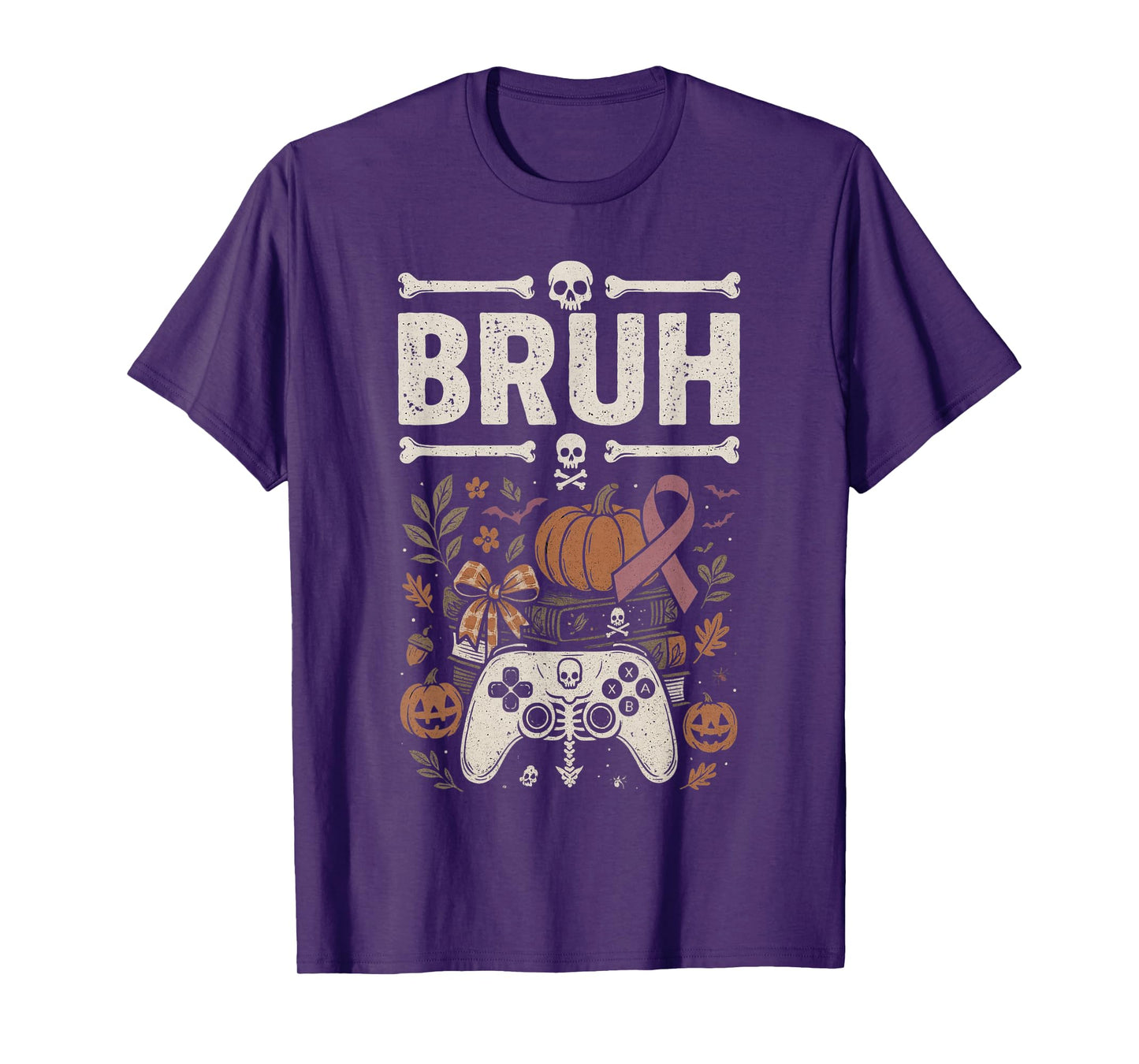 Bruh Skeleton Gamer Controller Outfit with Gothic Vibe T-Shirt