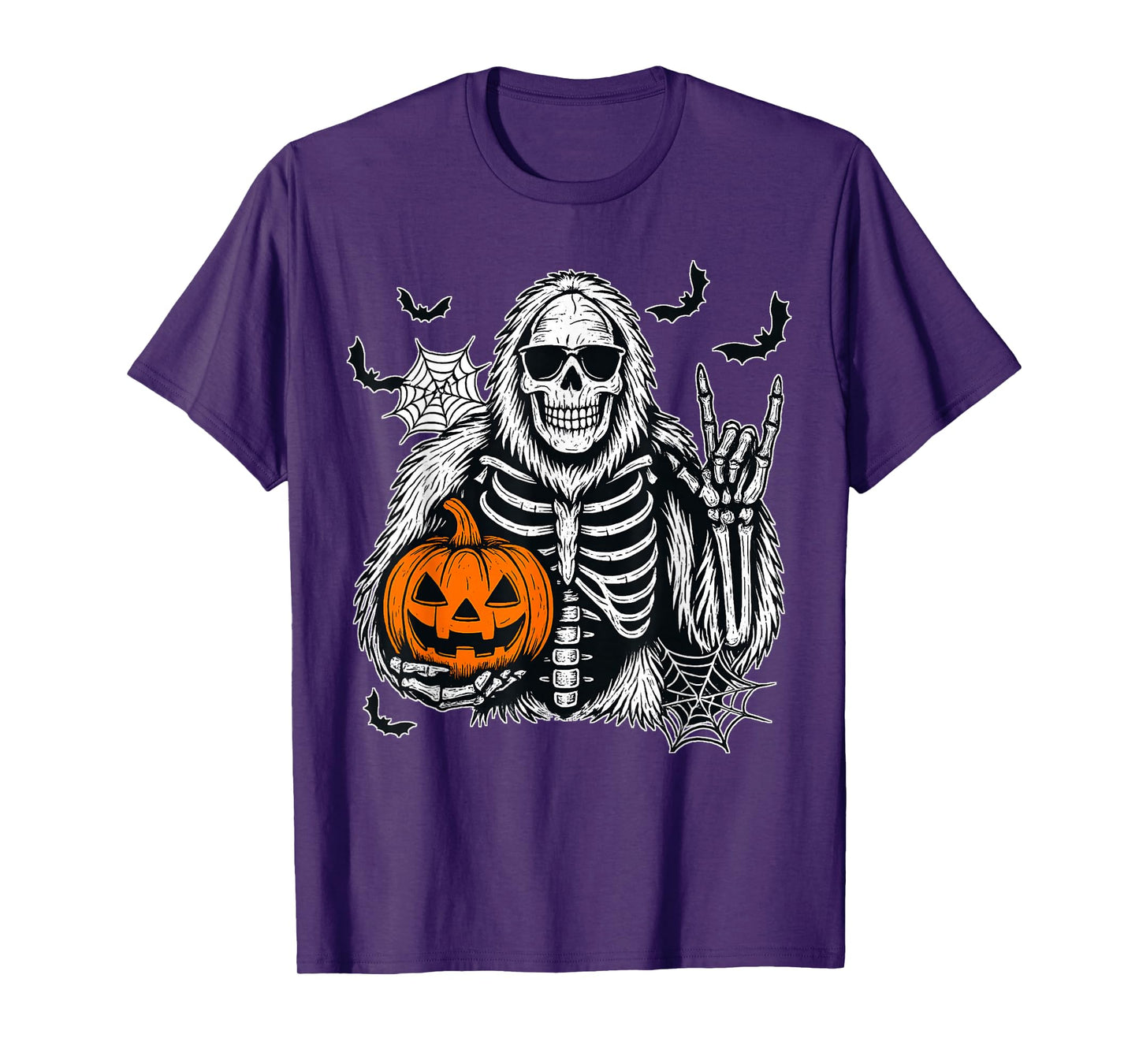Spooky Bigfoot Jack O Lantern Skeleton Halloween Boys Mens T-Shirt