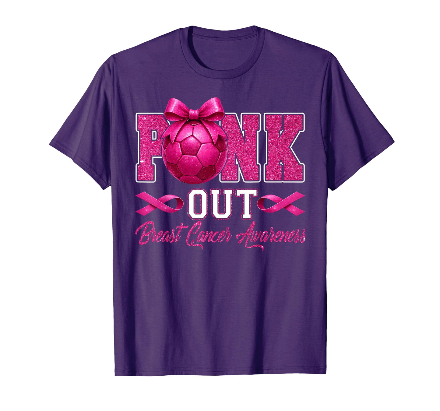 Pink Out Breast Cancer Awareness Coquette Bow & Soccer Women T-Shirt