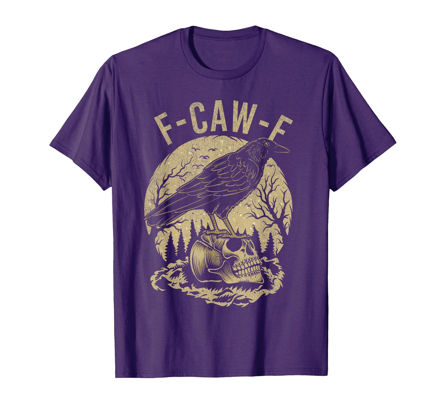 Black Crow, F-Caw-F Funny Black Bird Moon Gothic Adult Humor T-Shirt