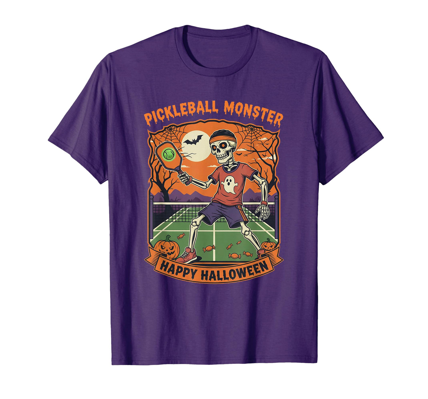 Pickleball Monster Skeleton Halloween Costume Pickleball T-Shirt