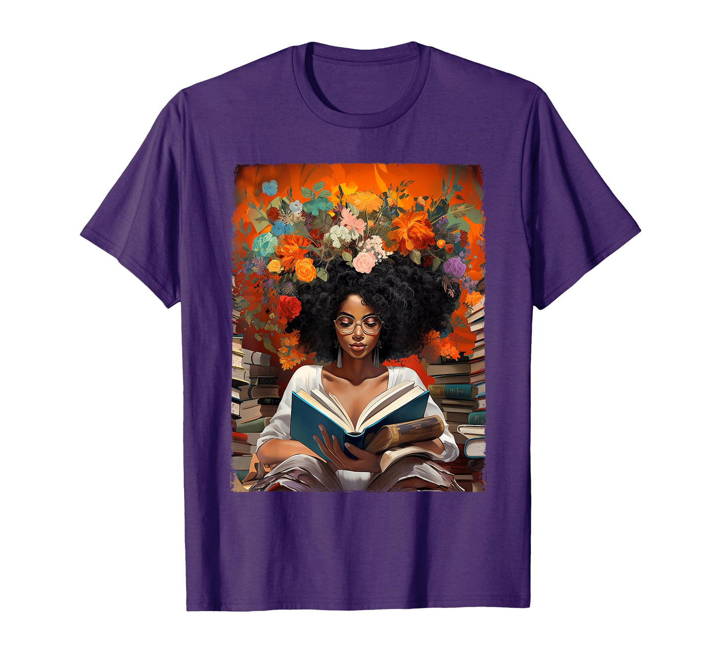Black History Educated Reading Book Melanin Queen Afro Women T-Shirt