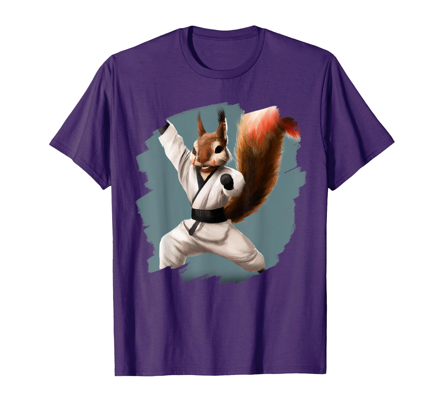 Squirrel Doing Karate Kick Black Belt Martial Arts Squirrel T-Shirt