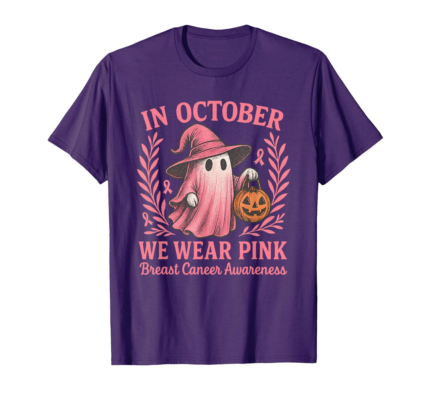 Breast Cancer Women Halloween in October We Wear Pink T-Shirt