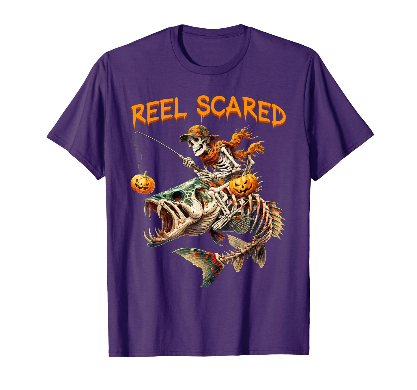 Fishing Skeleton Fisherman Reel Scared Halloween Fishing T-Shirt
