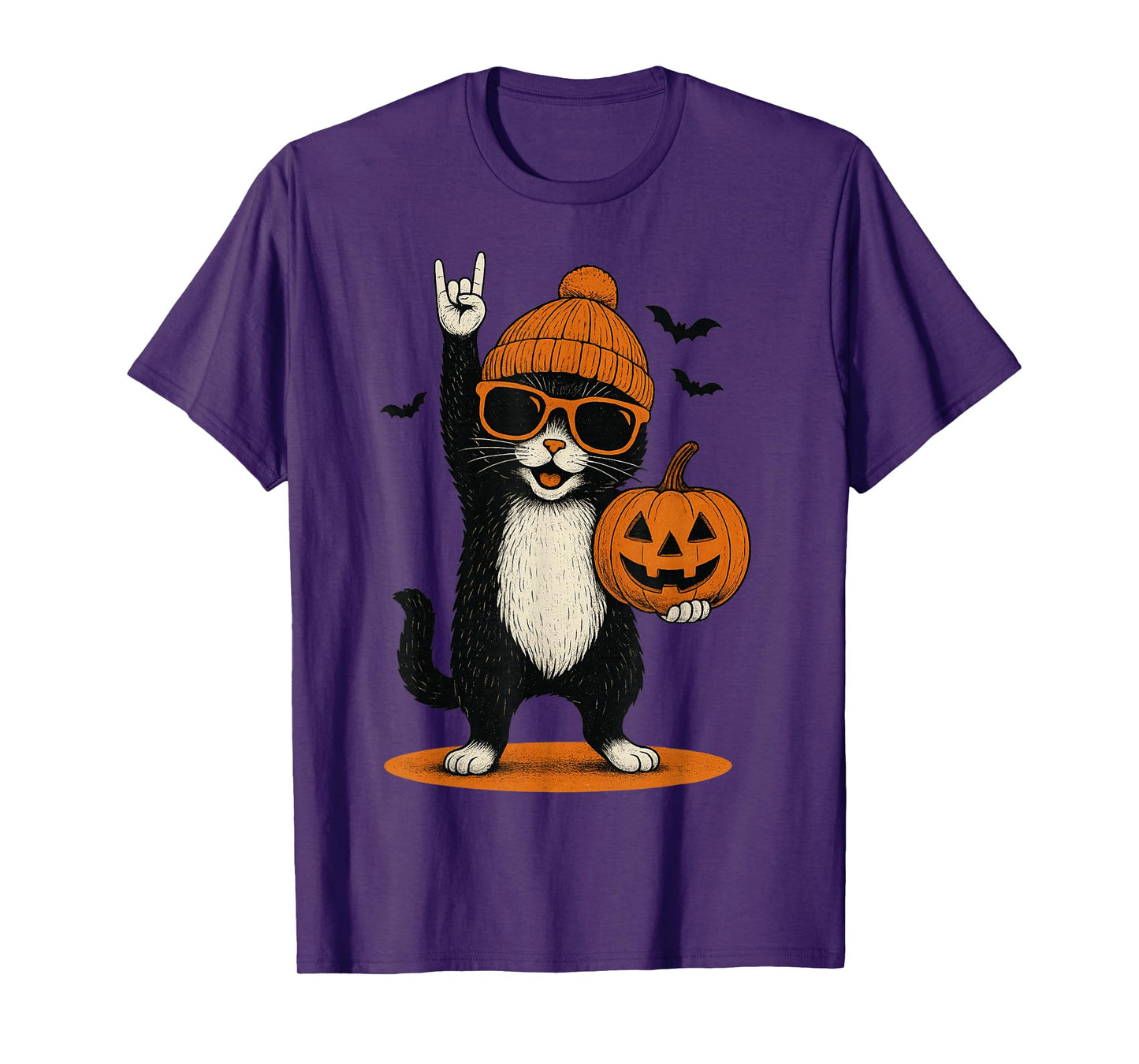 Cute Cat Men Women Kids Halloween Pets Pumpkin Funny Cats T-Shirt