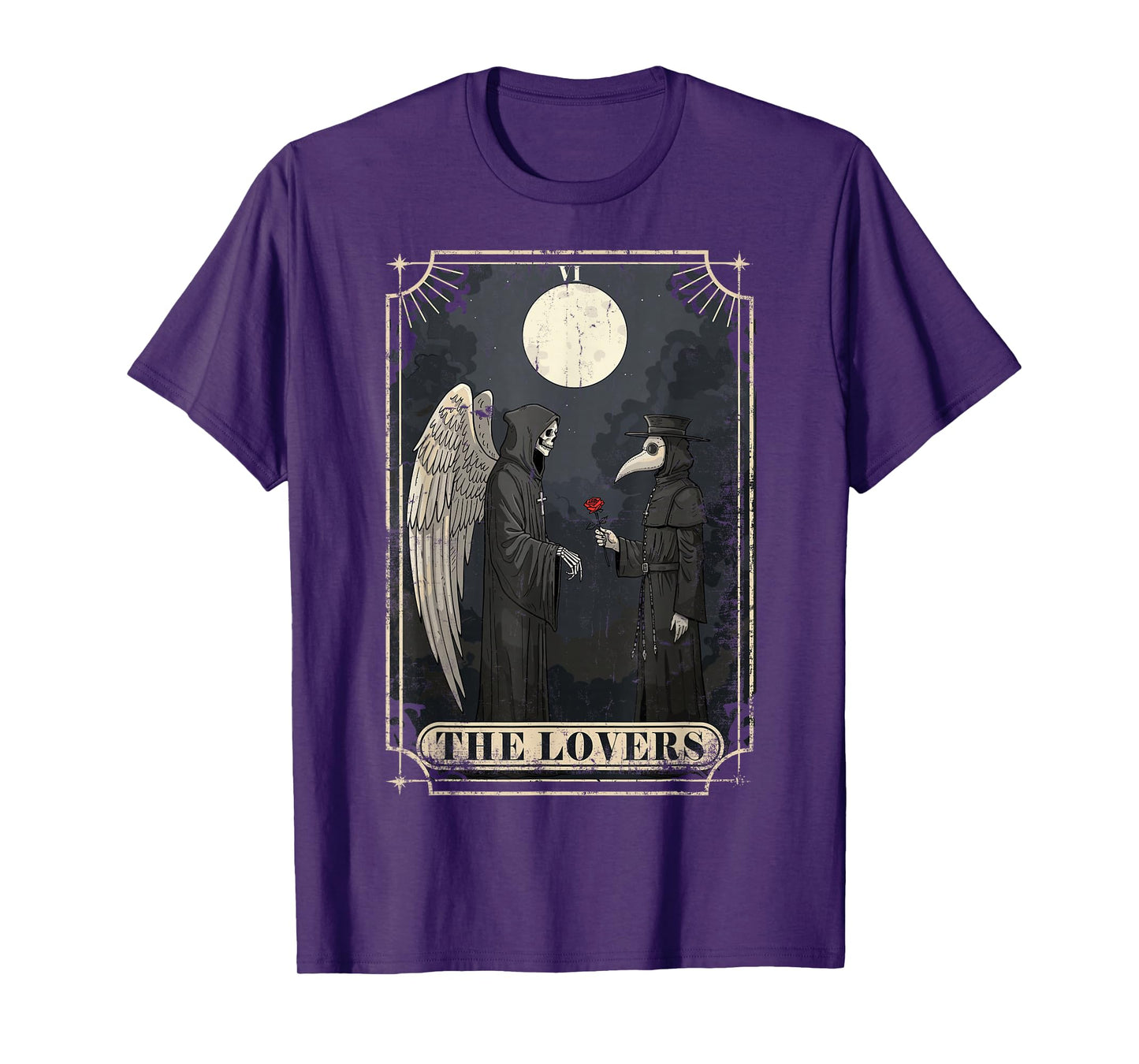 The Lovers Tarot Card Plague Doctor Astrology Goth Halloween T-Shirt