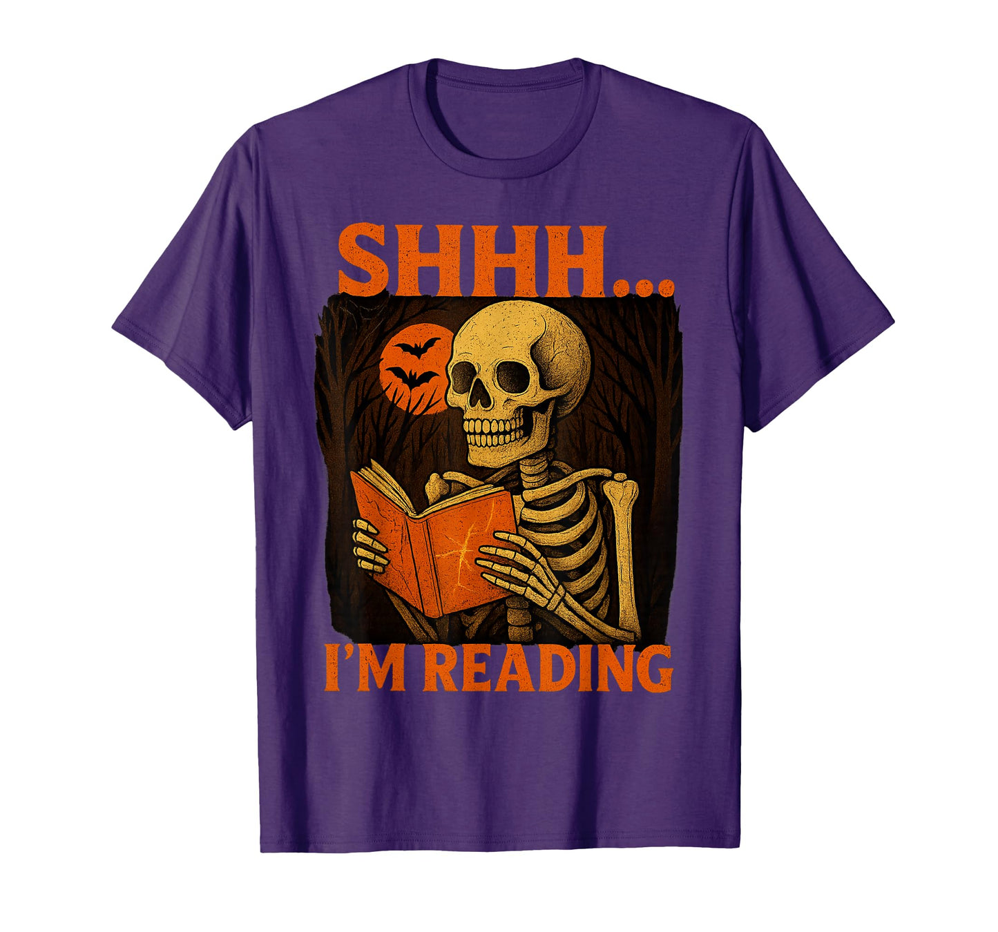 Halloween Skeleton Reading Book Shhh I’m Reading T-Shirt