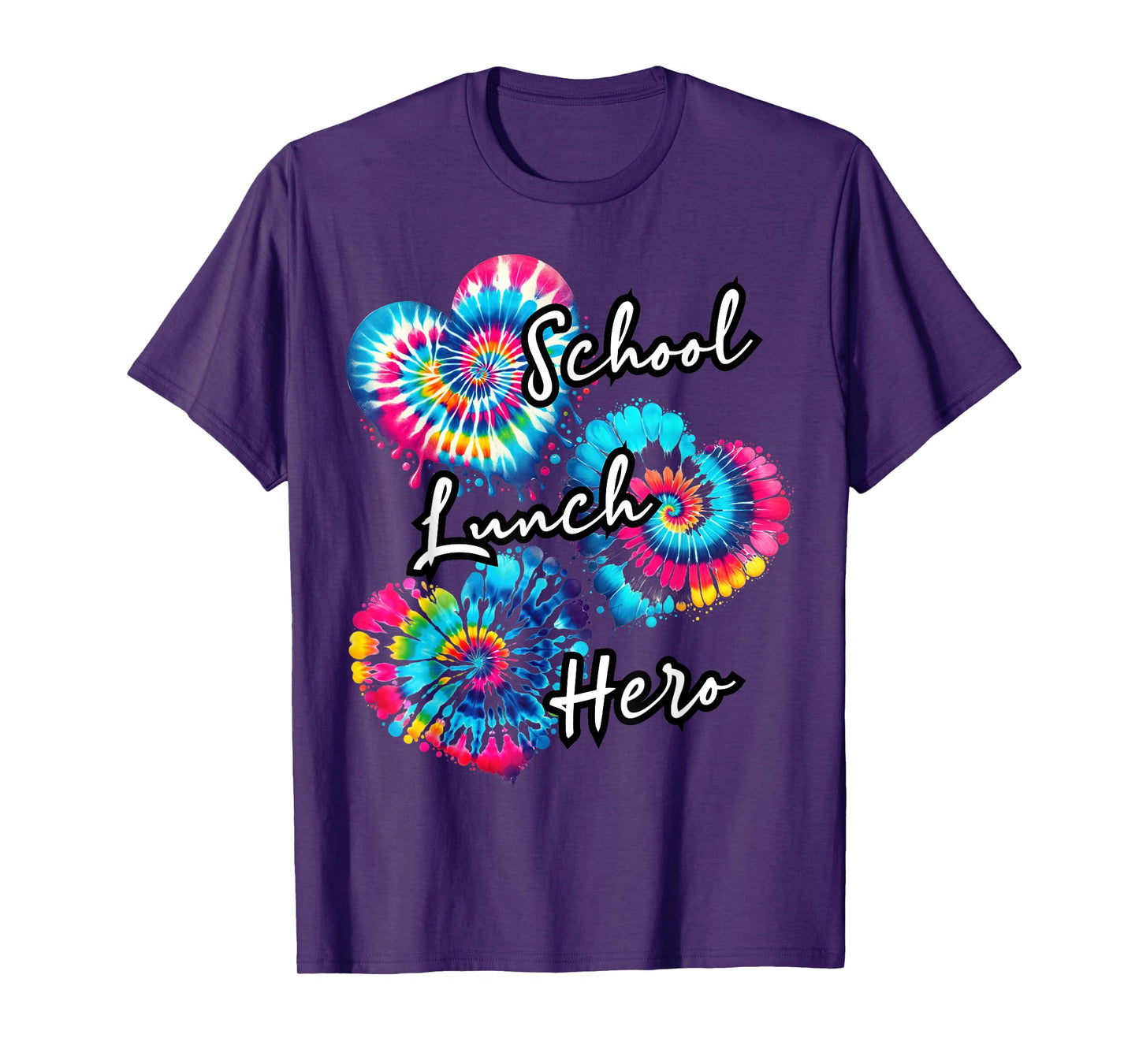 Lunch Hero Squad Tie dye tee a Food hearts School lunch hero T-Shirt