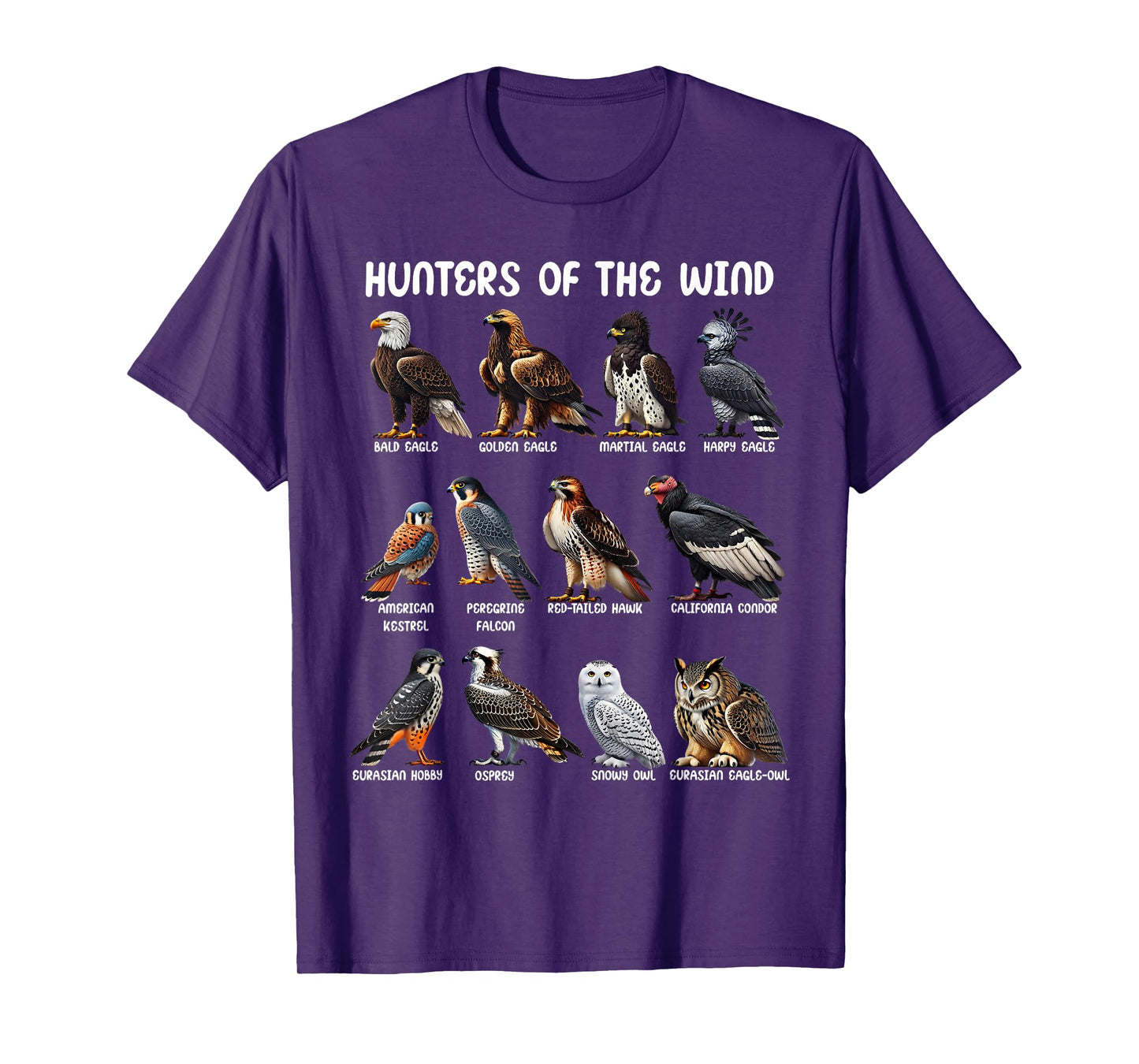 Hunters of the Wind Birds of Prey Falcon Owl Birding Raptors T-Shirt