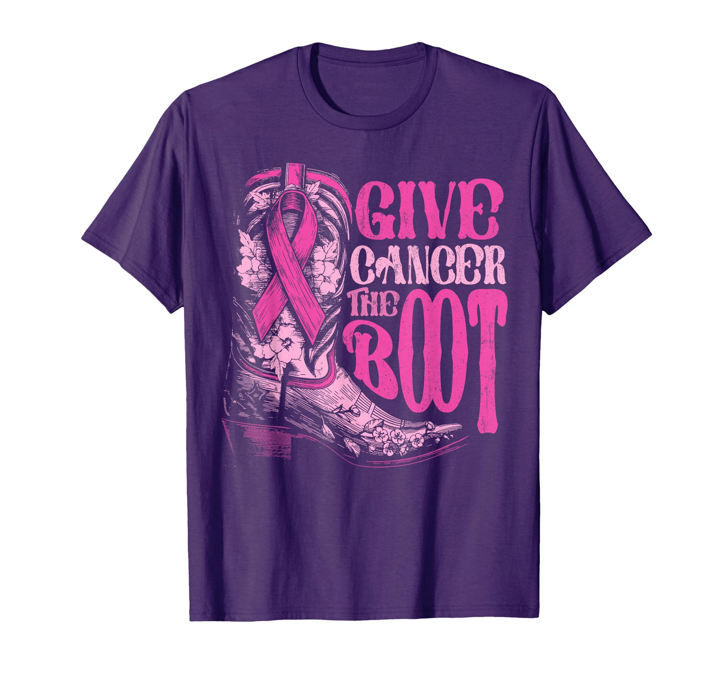 Breast Cancer Cowboy Give Cancer the Boot Cowgirl Rodeo T-Shirt