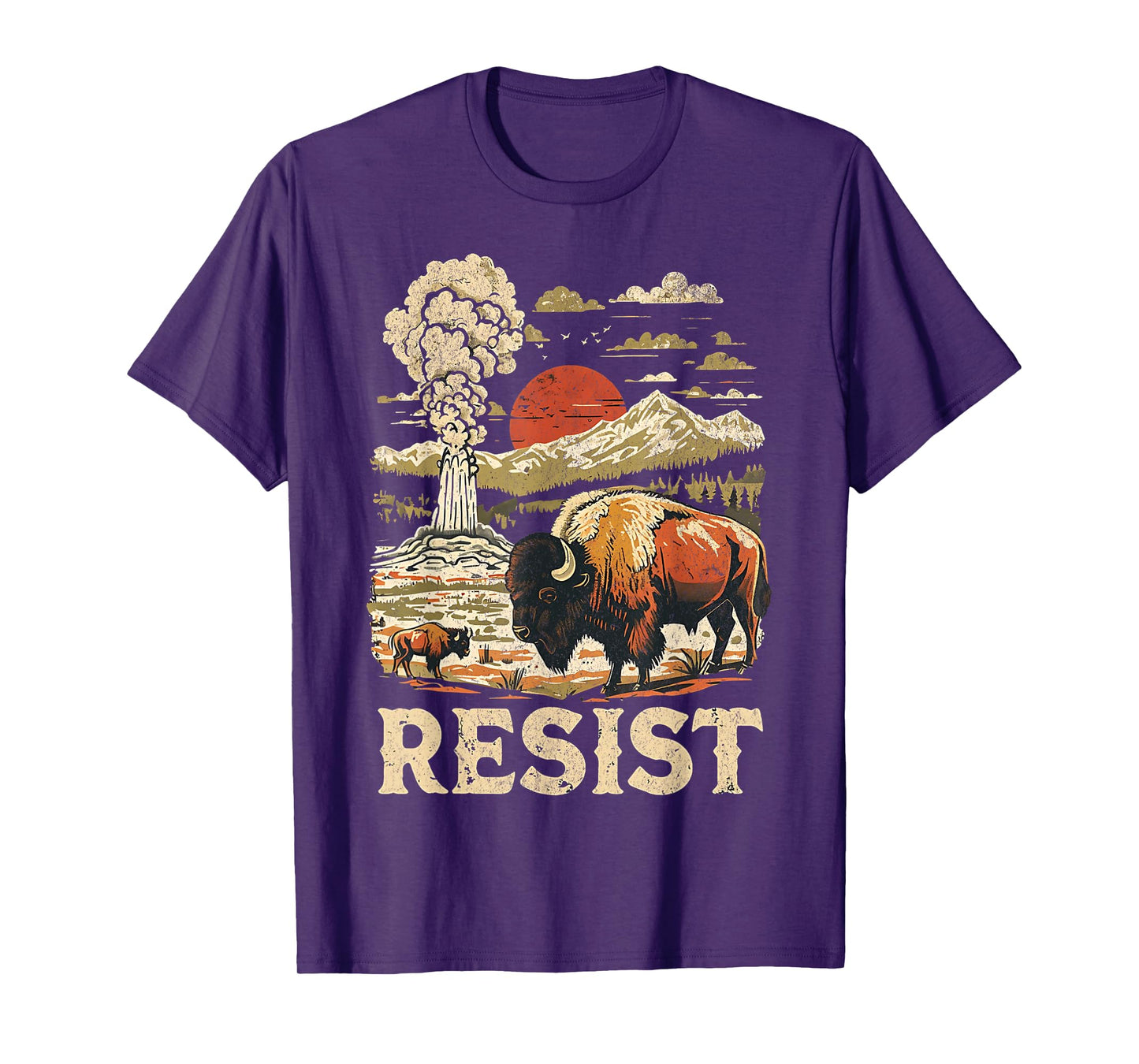 Retro RESIST US National Park Resist Service Vintage Buffalo T-Shirt