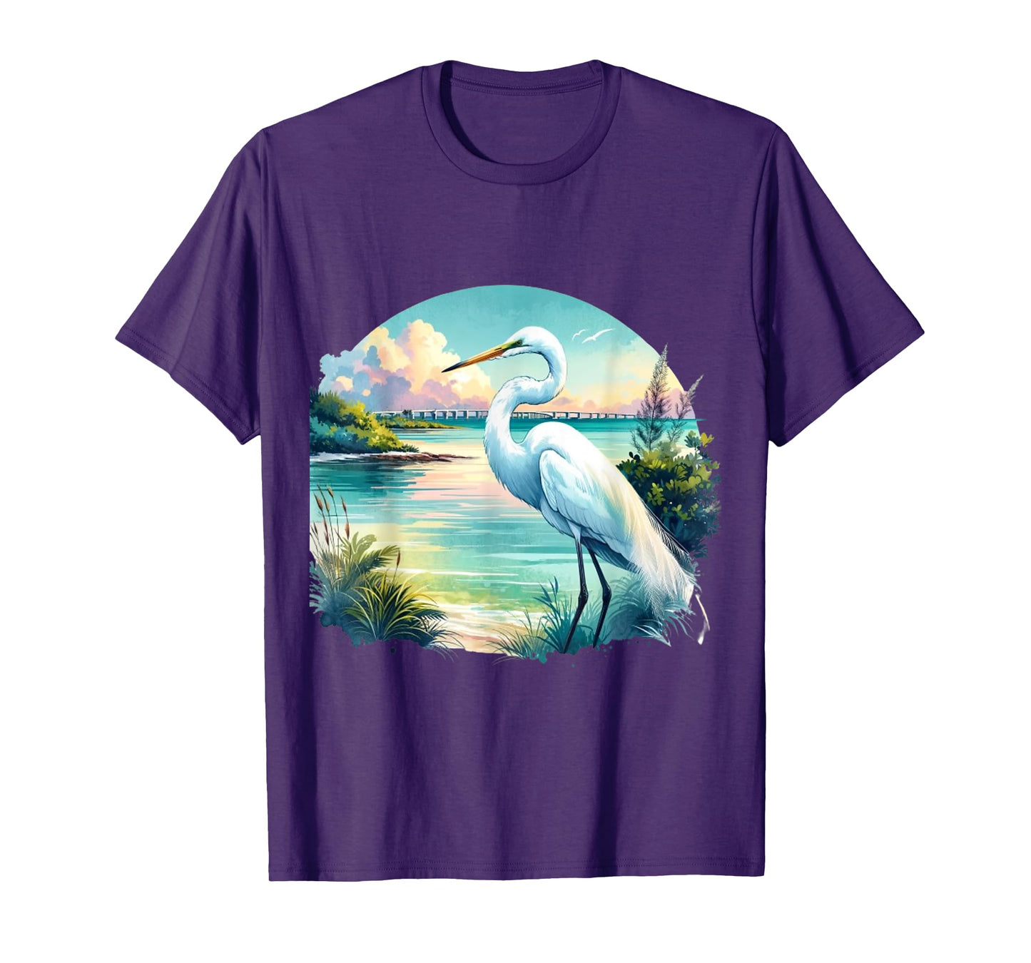 White Egret Florida Keys Nature T-Shirt