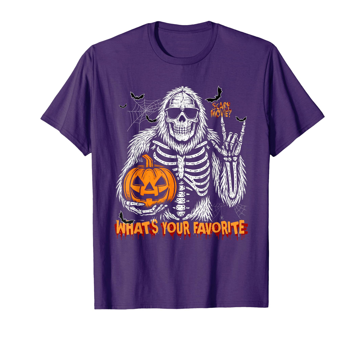Spooky Bigfoot Jack O Lantern Skeleton Halloween Boys Mens T-Shirt
