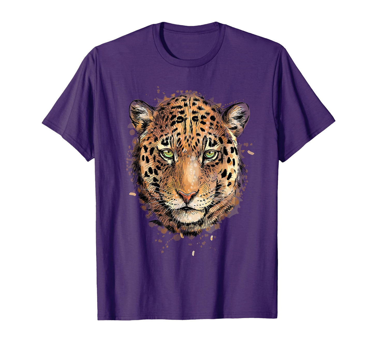 Leopard Cheetah Jaguar Head Watercolor Animal Gift T-Shirt