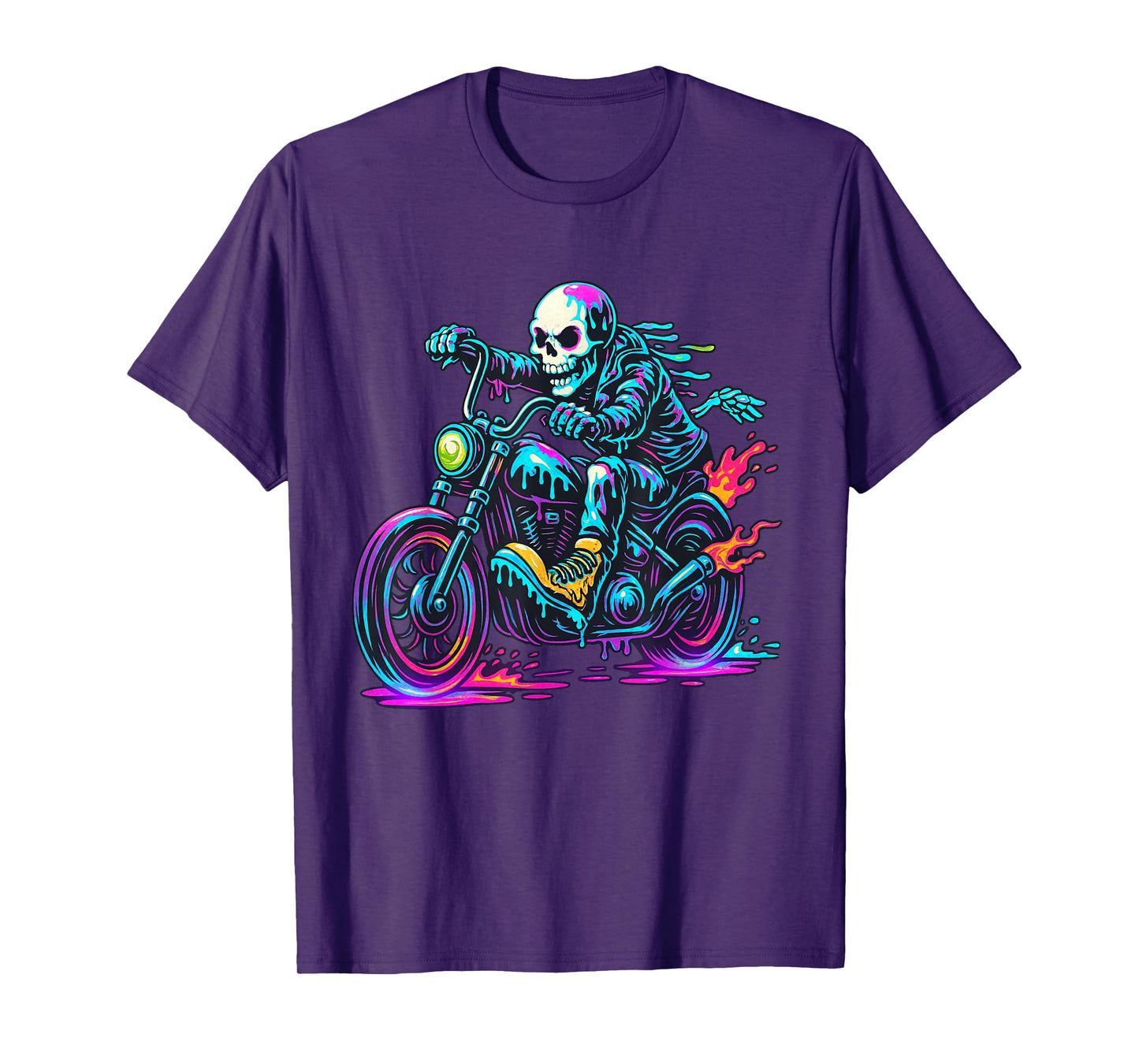 Skeleton Biker Drip Motocycle Rider Ice Cream Drip T-Shirt