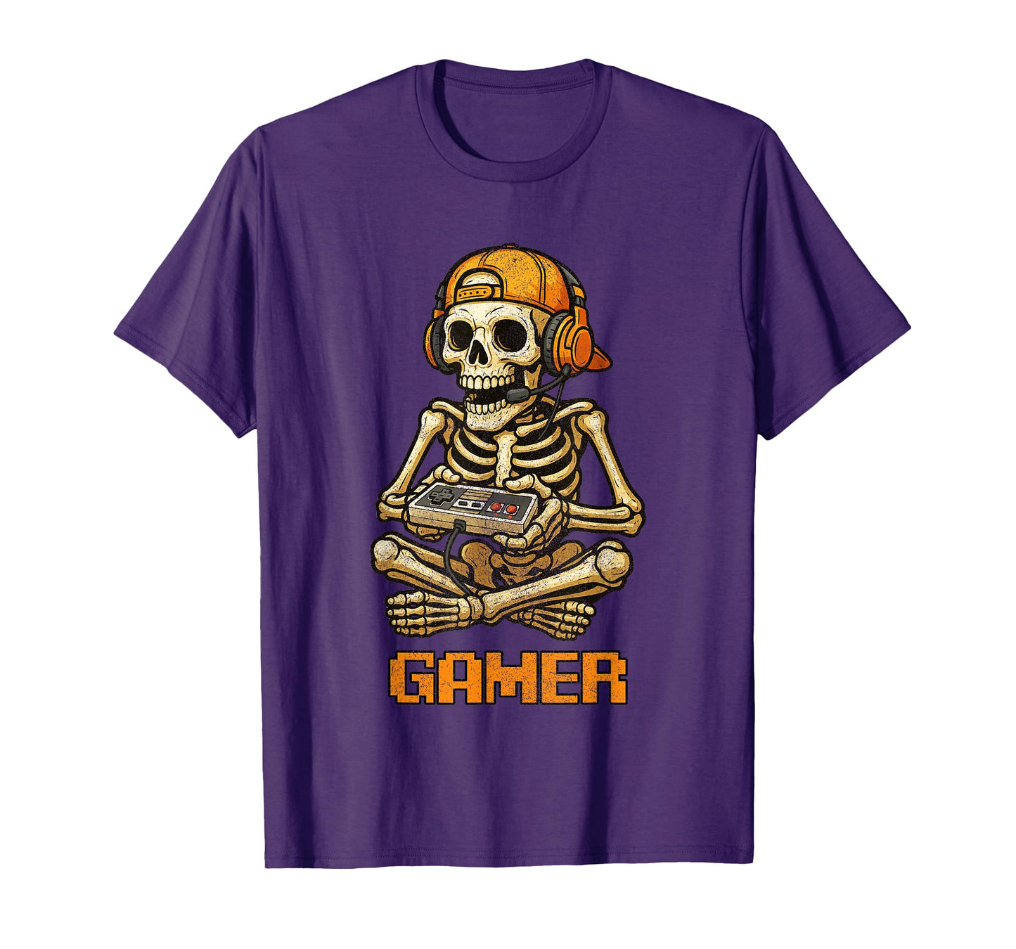 Halloween Skeleton Gamer Video Gaming Funny Skeleton Gaming T-Shirt