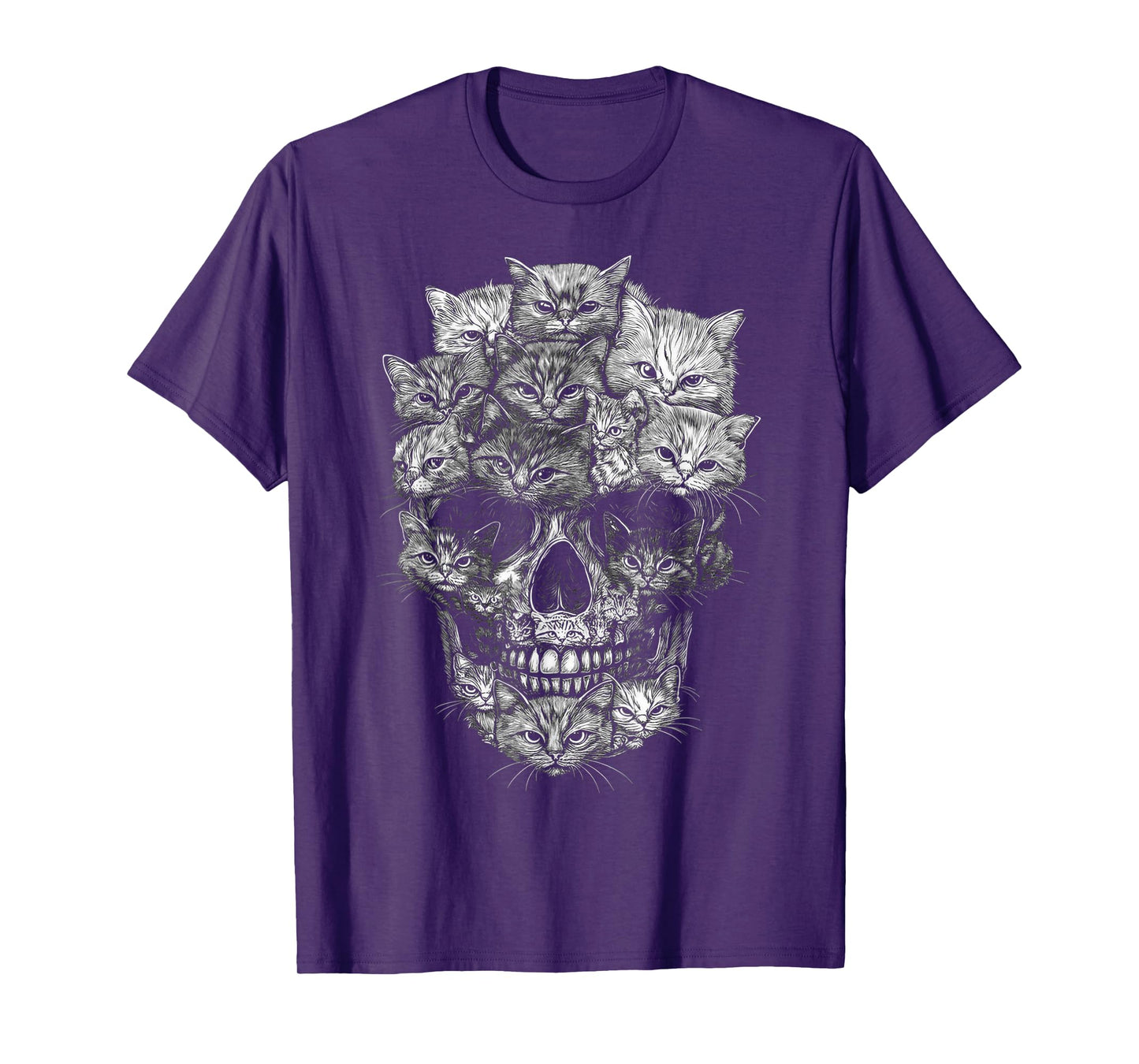 A Skull But It's Cats Kitty Skeleton Halloween Cat Skull T-Shirt