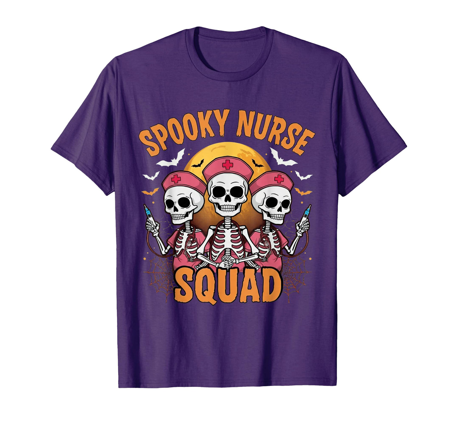 Spooky Nurse Squad Halloween Skeleton Costume Funny Women T-Shirt