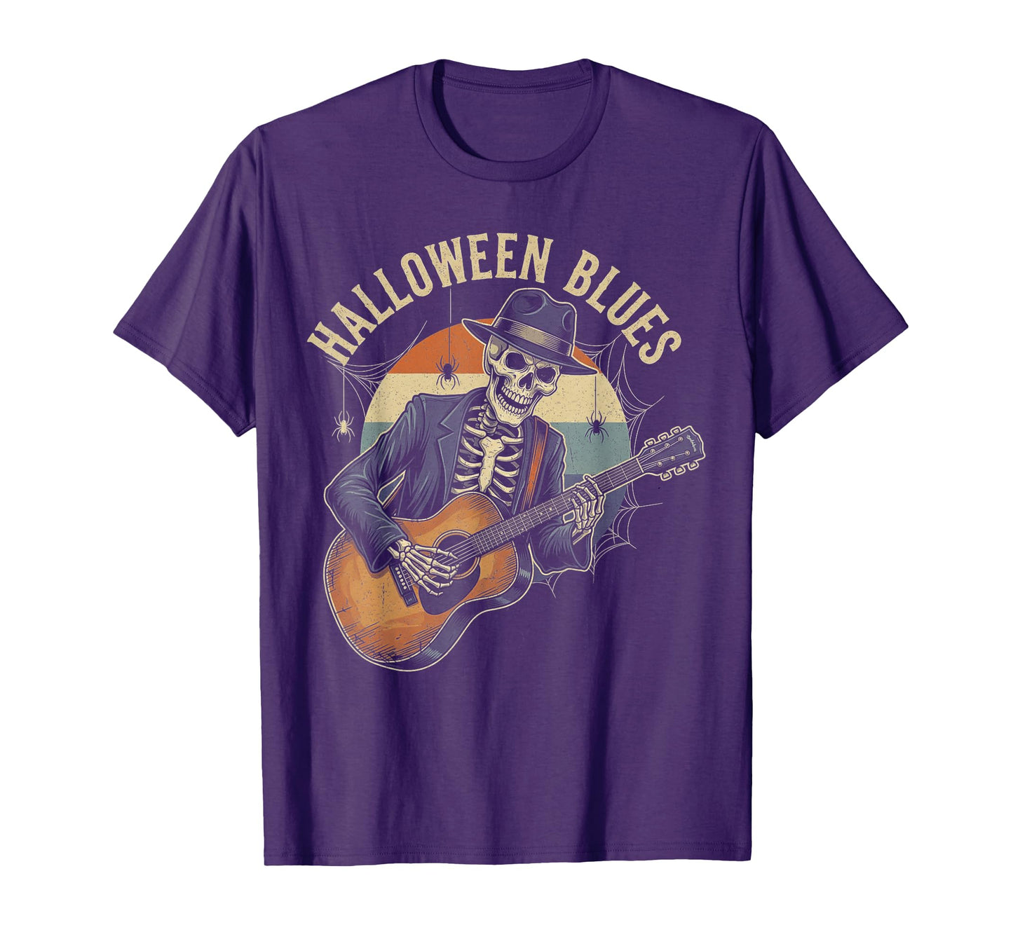 Rockin Skeleton Blues Vintage Halloween Black Adult T-Shirt