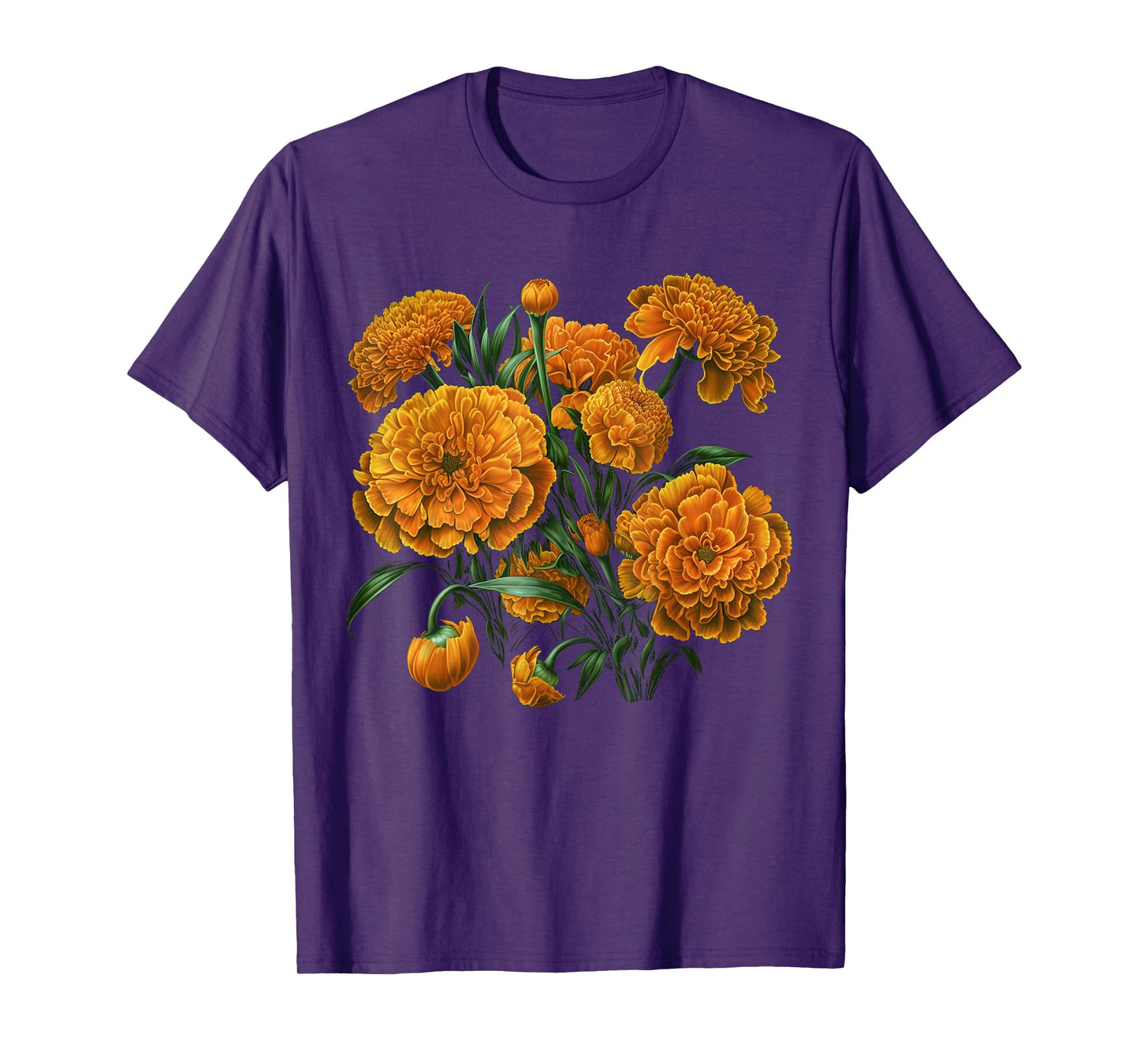Marigold Flowers, Floral Bouquet Design T-Shirt