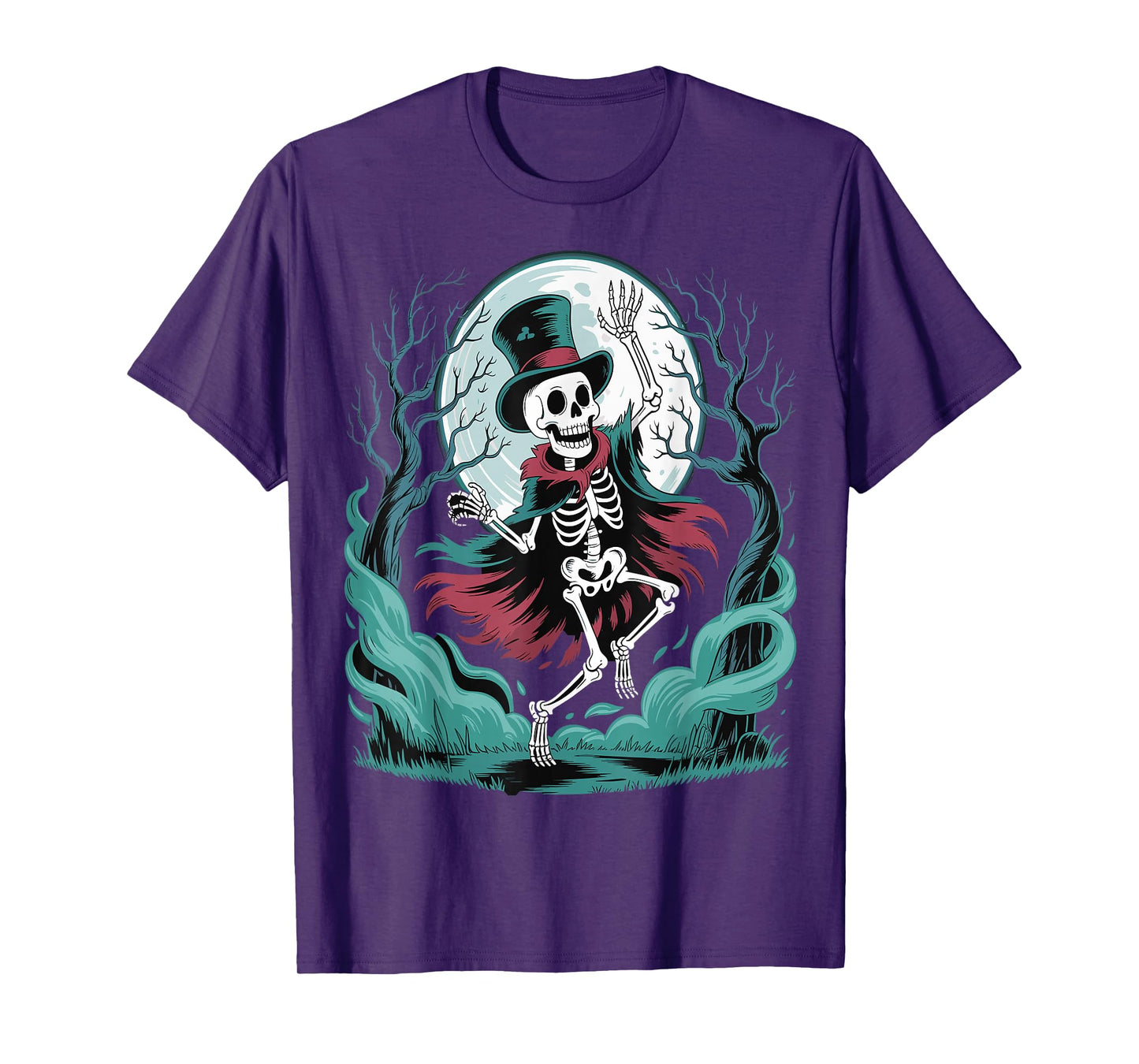 Skeleton Dancing Under The Moon Funny Spooky T-Shirt
