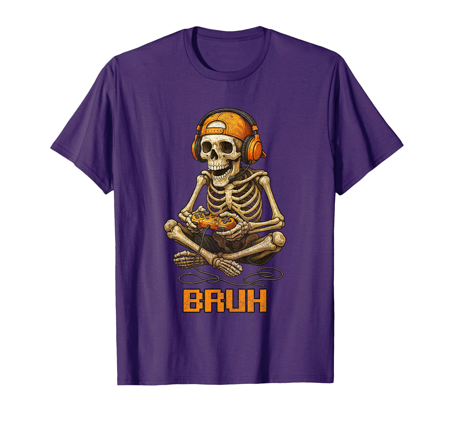 Halloween Skeleton Gamer Video Gaming Funny Skeleton Bruh T-Shirt
