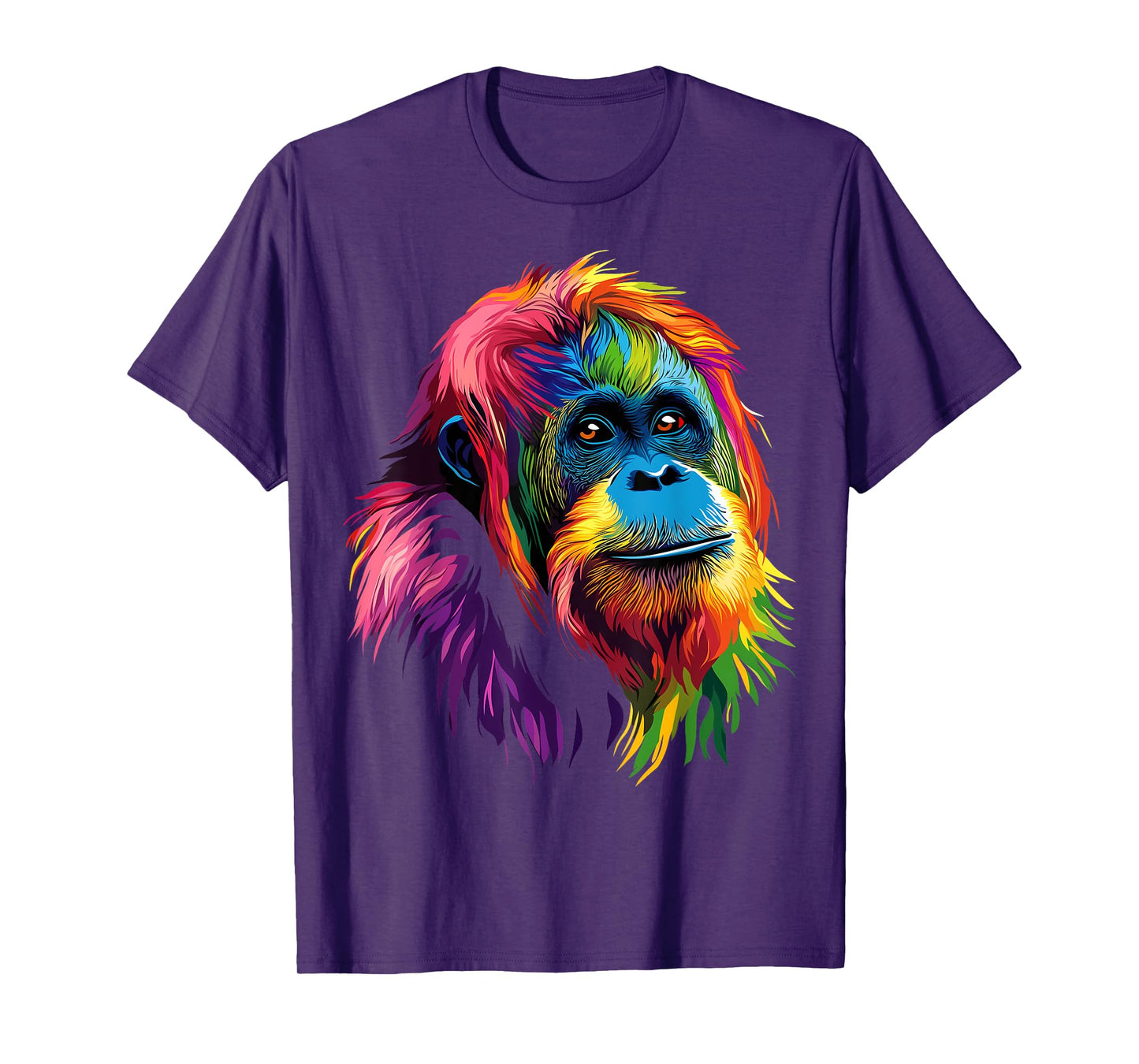 Colorful Orangutan Rainforest Great Ape Jungle Animals Black T-Shirt