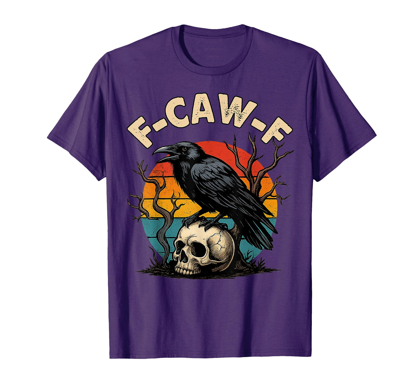 Vintage Black Crow F-Caw-F Black Raven Bird Humor Meme Funny T-Shirt