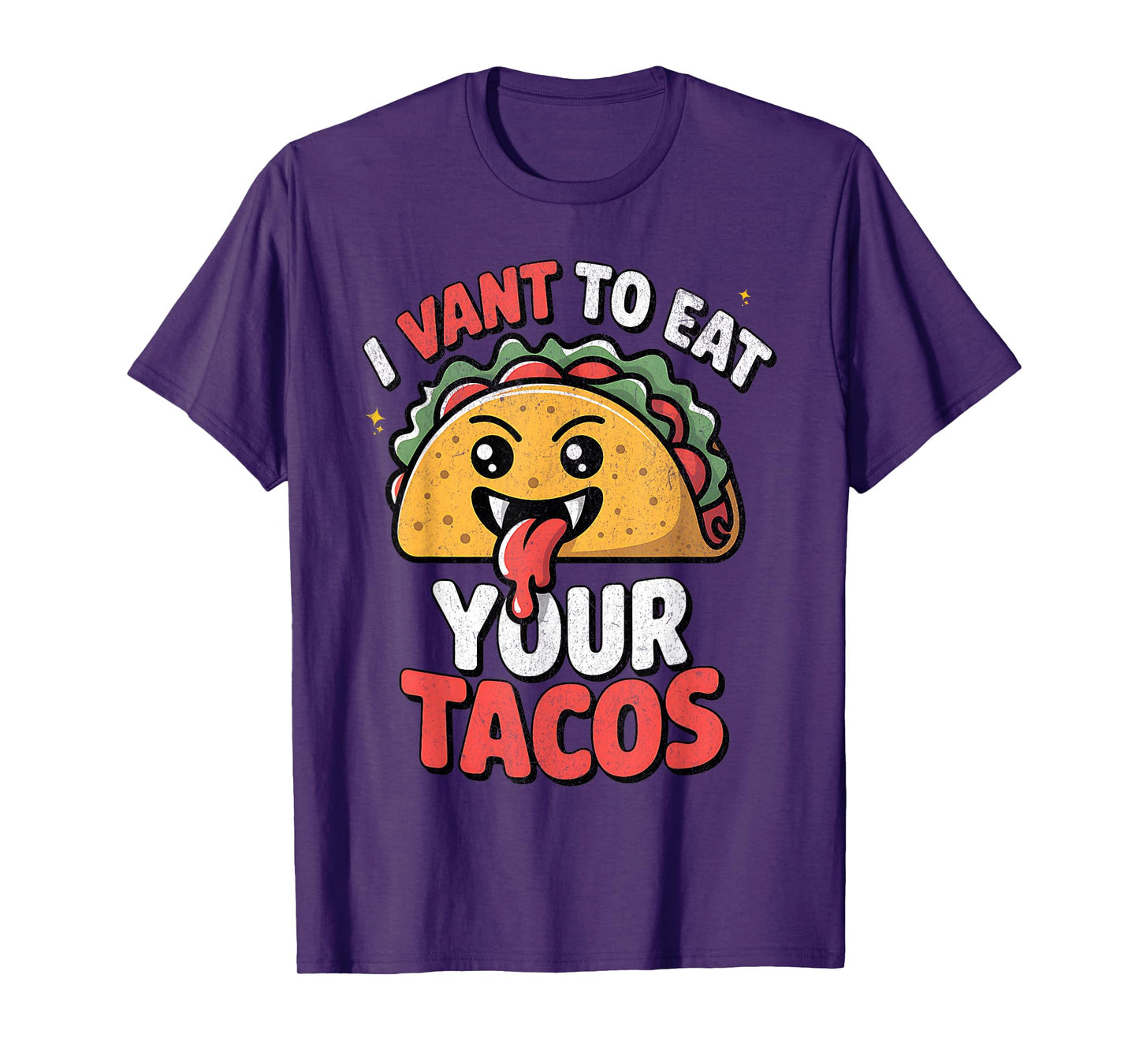 I Vant to Eat Your Tacos Funny Vampire Taco Halloween Design T-Shirt
