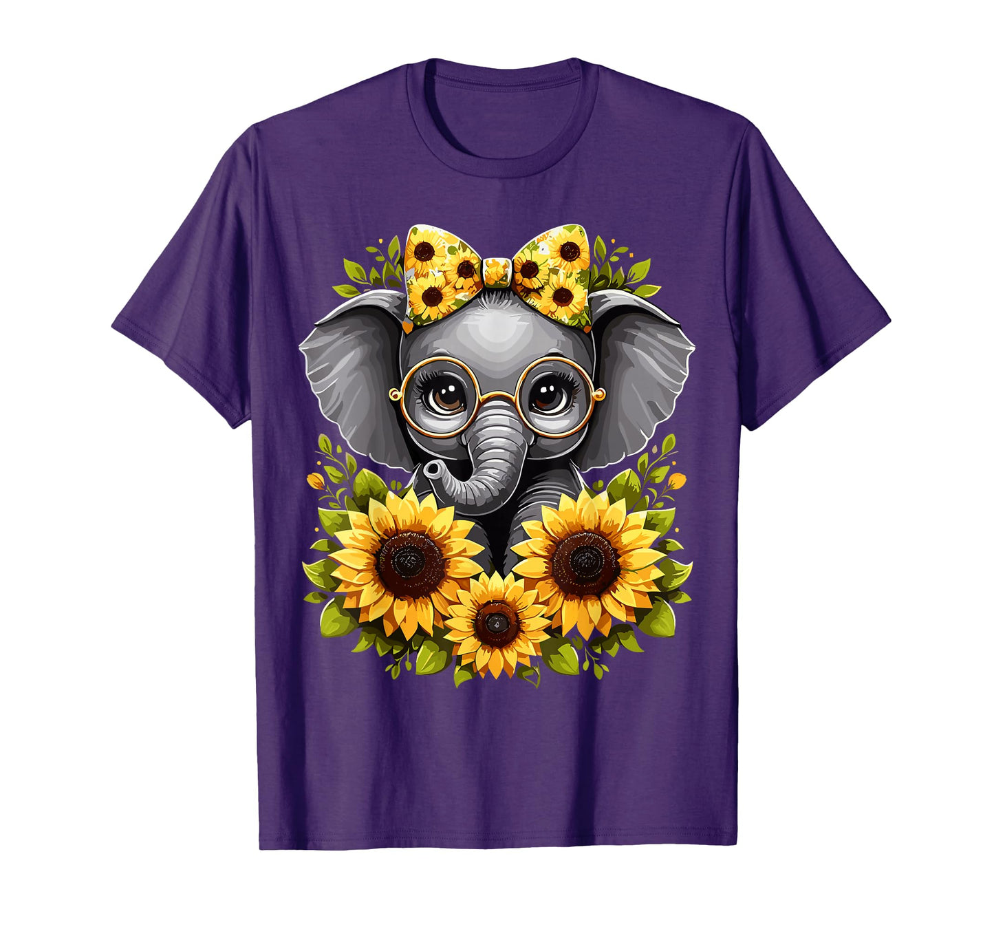 Cute Baby Elephant with Sunflower T-Shirt
