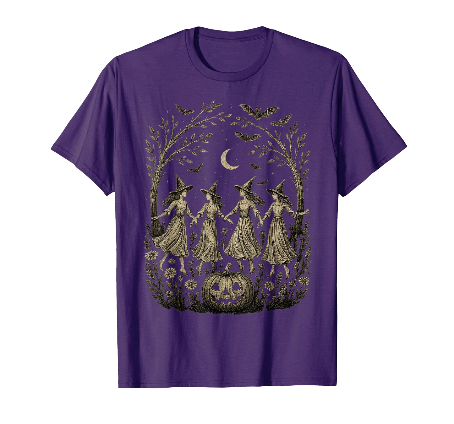 Funny Witch Halloween Floral Spooky Season Funny Fall Vibes T-Shirt