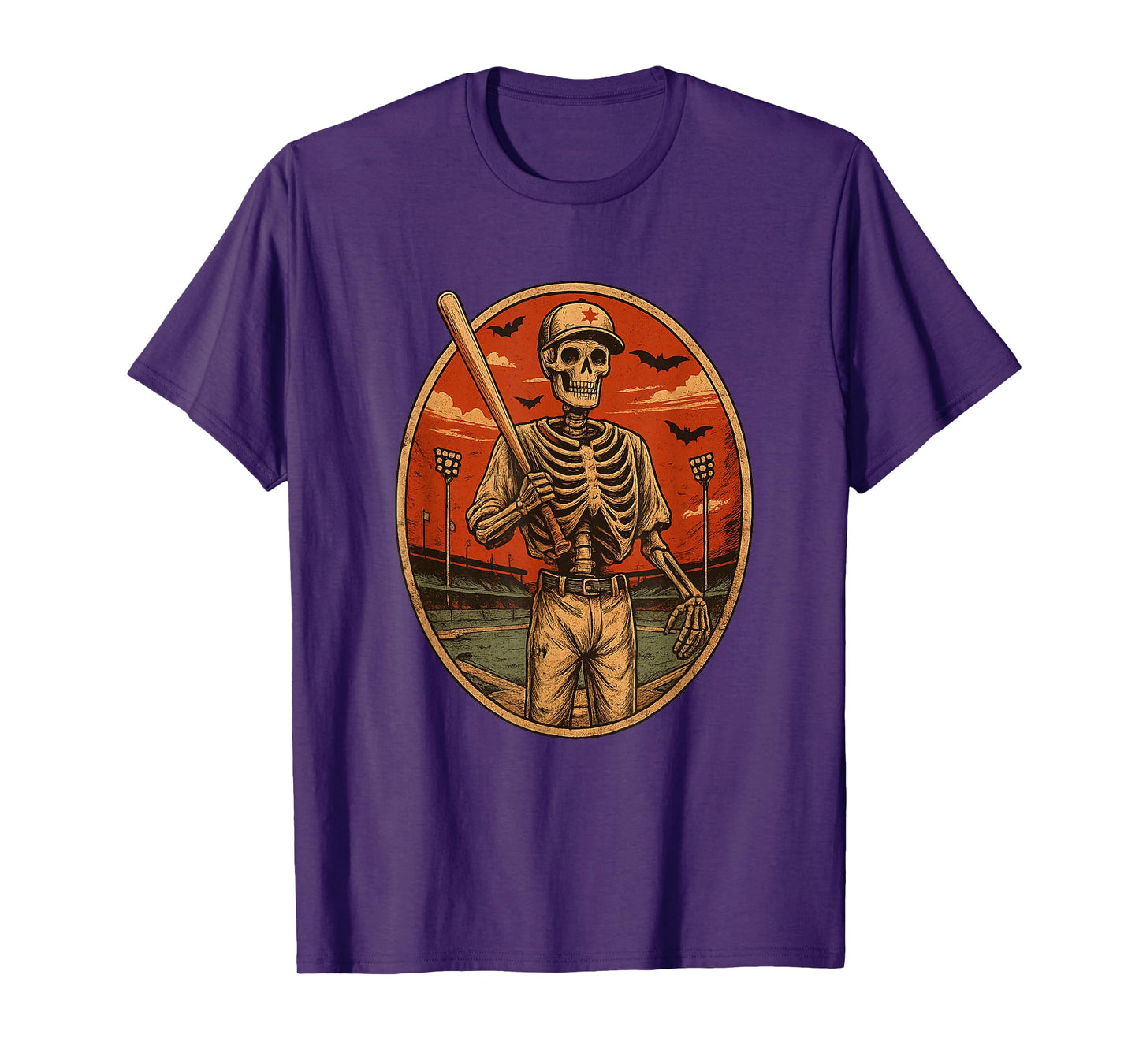 Spooky Vintage Baseball Skeleton Shirt Creepy Halloween Tee T-Shirt
